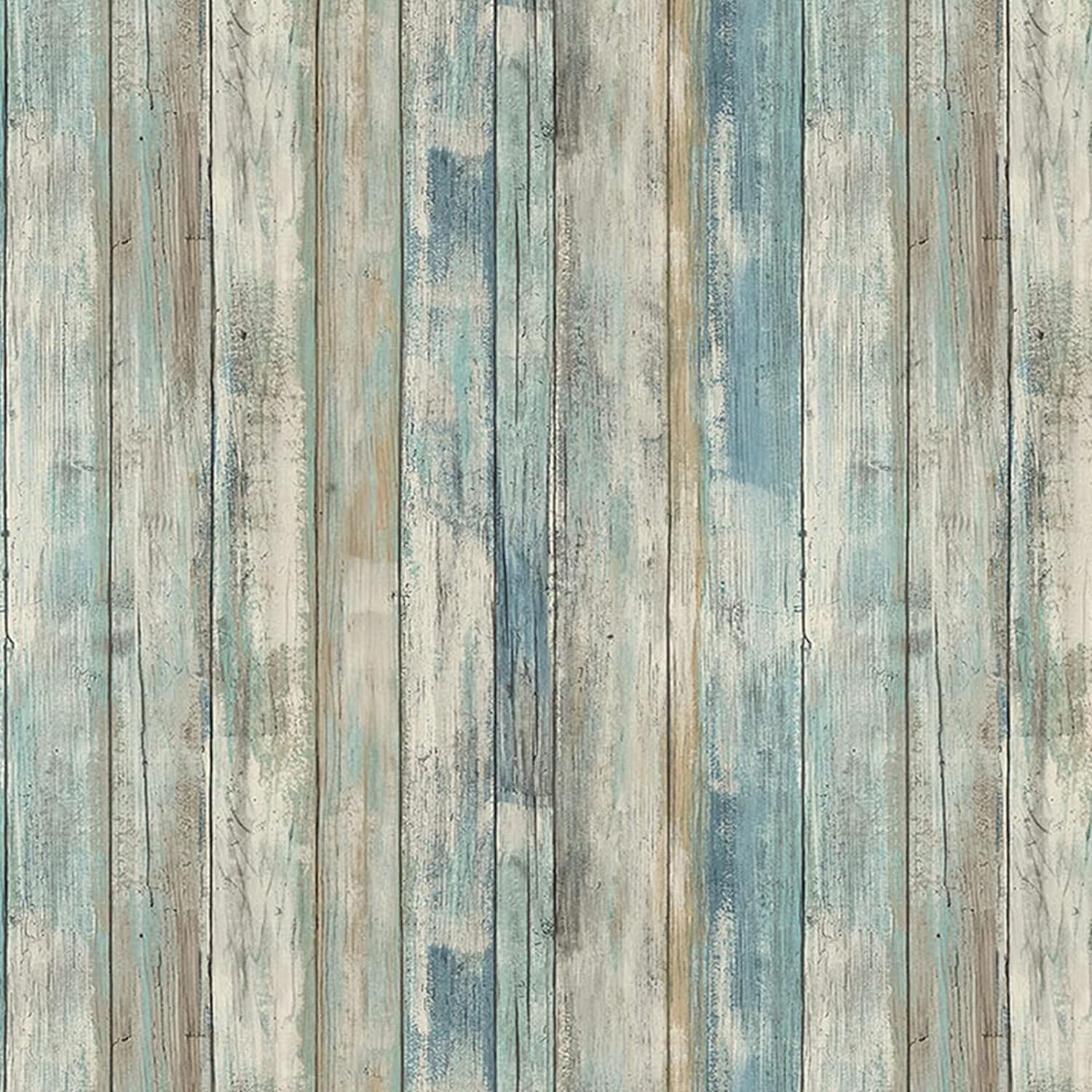 practicalWs Wood Wallpaper Rustic Self-Adhesive Removable Faux Wood Peel and Stick Wallpaper Distressed Wood Plank Grain Shiplap Wall Paper Vintage Wood Panel 11.8''x78.7'' Roll