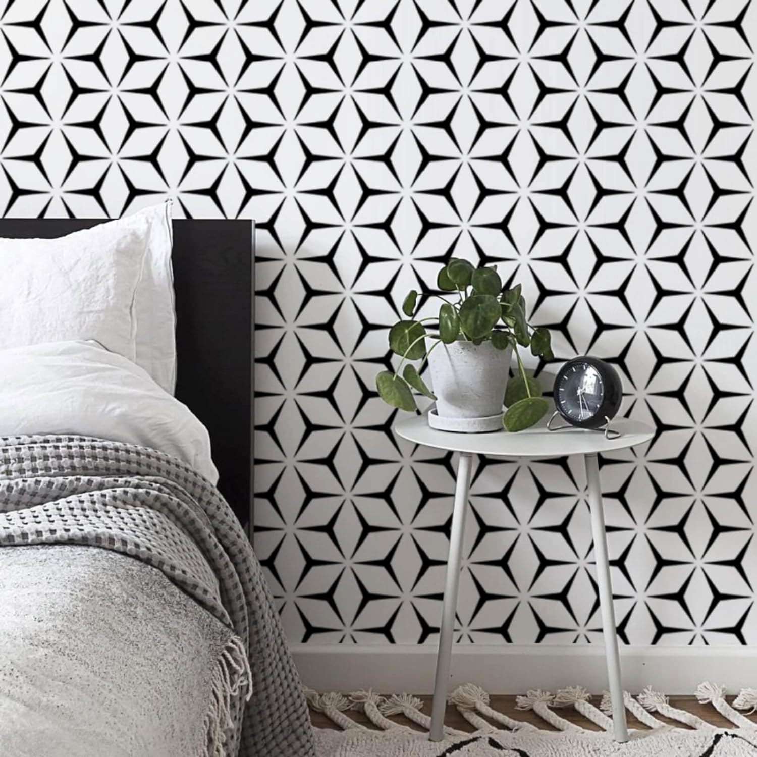 Heroad Brand Peel and Stick Wallpaper Geometric Wallpaper Black and White Contact Paper Modern Removable Wallpaper Boho Contact Paper for Shelf Liners Cabinets Self-Adhesive Vinyl Roll 17.7x118