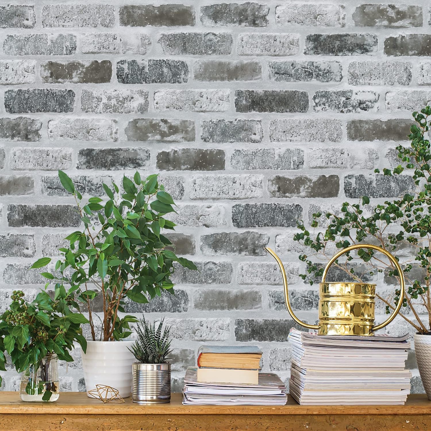 Guvana Grey Brick Wallpaper Peel and Stick Wallpaper 3D Vintage Brick Contact Paper Self Adhesive Wallpaper 17.3118Removable Contact Paper Faux Brick Textured Wallpaper for Kitchen Decor Vinyl Roll