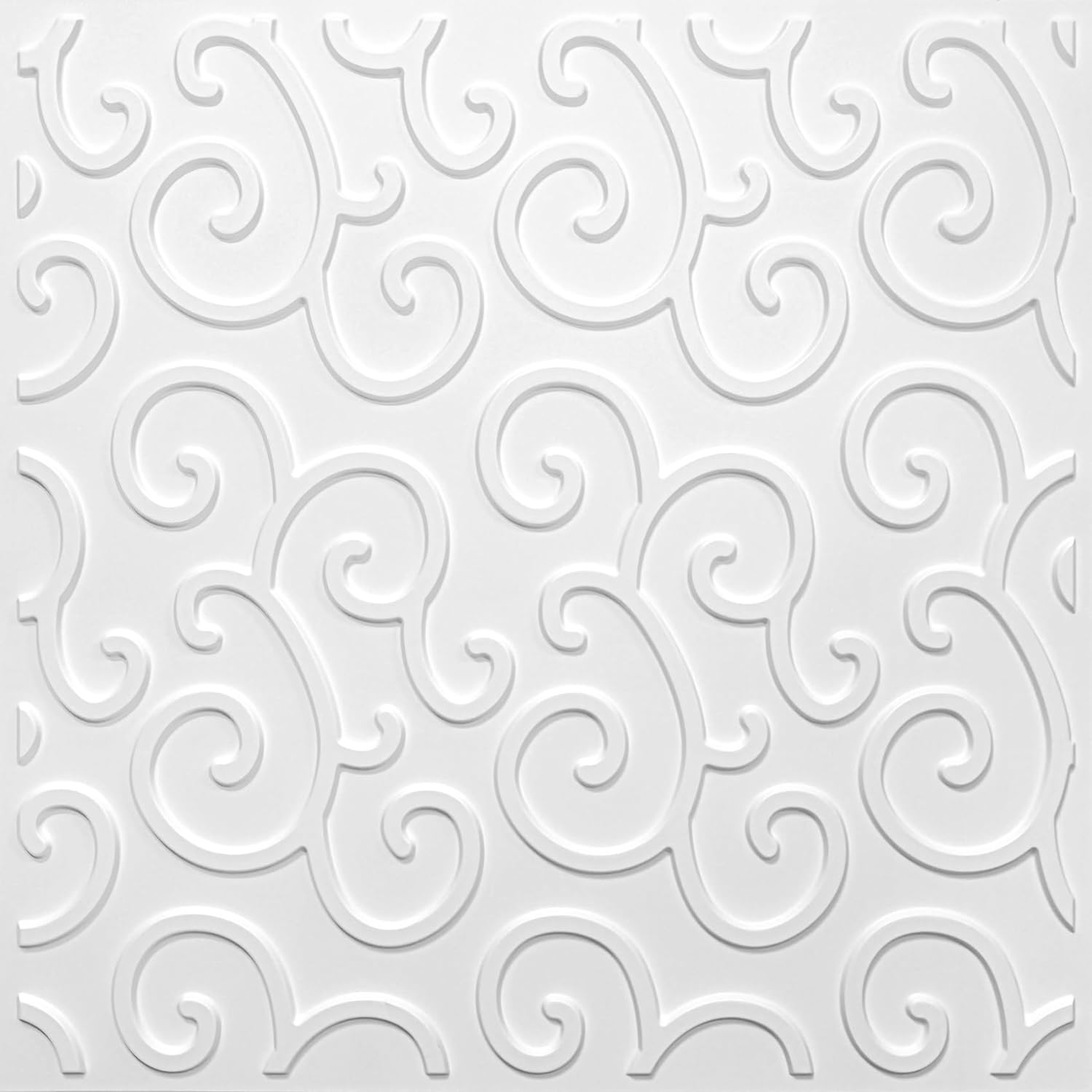 STICKGOO Decorative Wall Panels 24x24, Art PVC Glue-up Ceiling Panels in White(Pack of 12pcs)