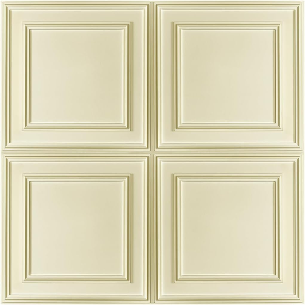 10 Pcs 3D PVC Wall Panels Peel and Stick Wall Tile - 11.8x11.8 Light Yellow Square 3D Decorative Wall Panels for Bedroom, Living Room,Interior Wall Decor, Matte