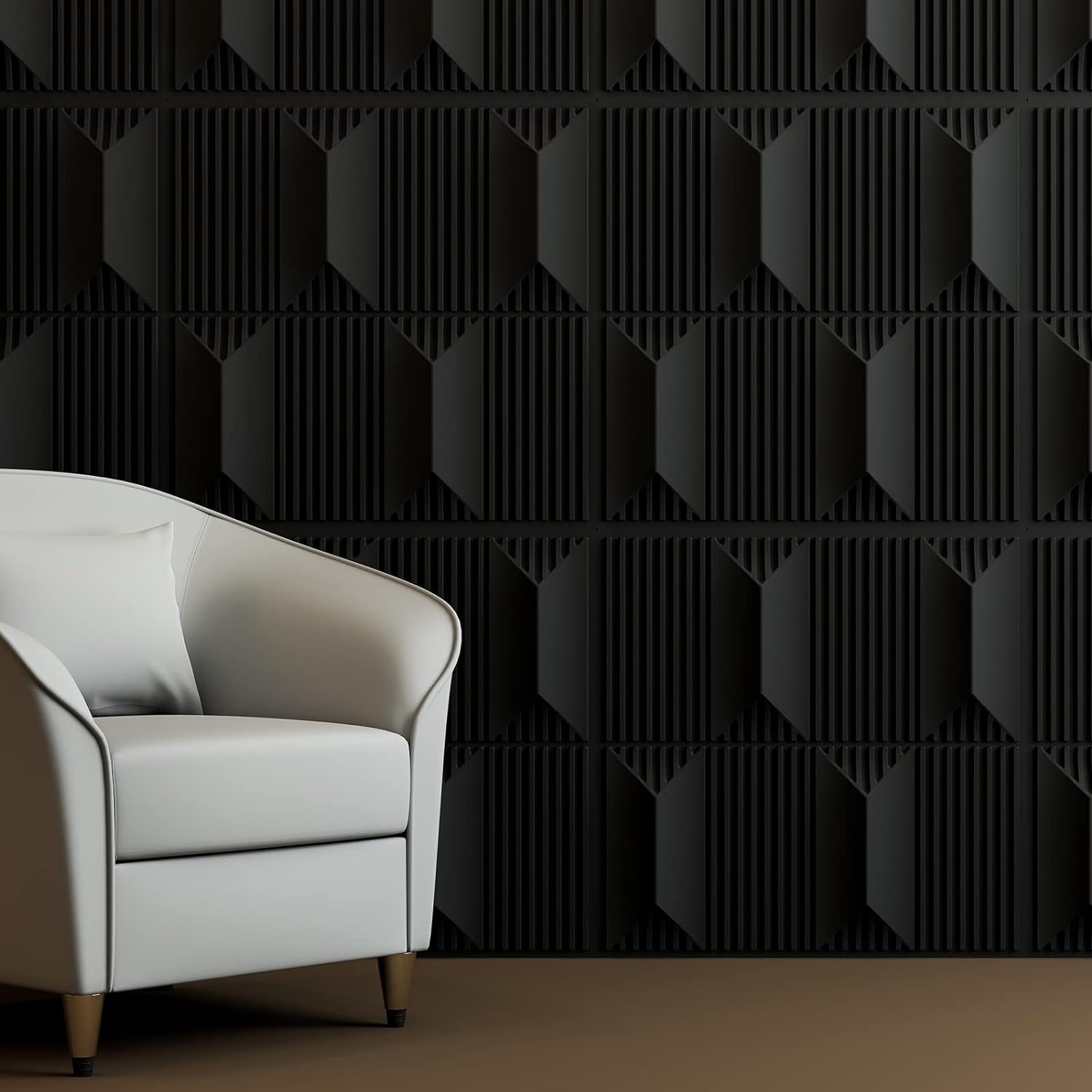 Art3dwallpanels PVC 3D Wall Panel for Interior Wall Dcor, 19.7 x 19.7 Wall Decor PVC 3D Wall Panels, 3D Textured Wall Panels, Pack of 12 Tiles, Black