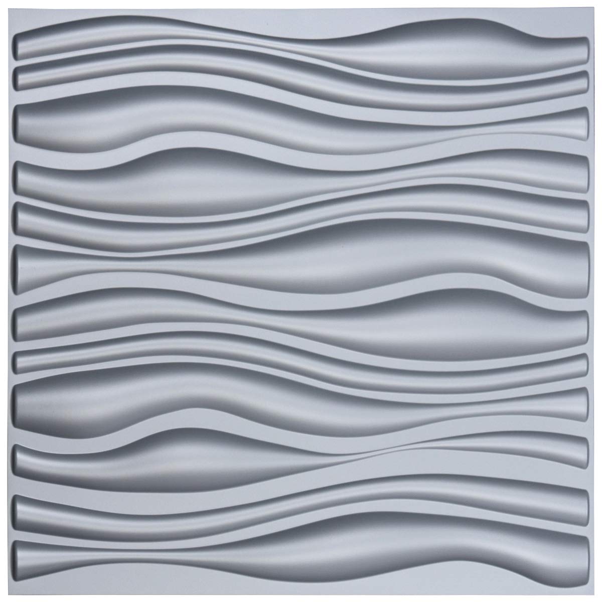 Art3d PVC Wave Board Textured 3D Wall Panels, Grey, 19.7 x 19.7 (12 Pack)