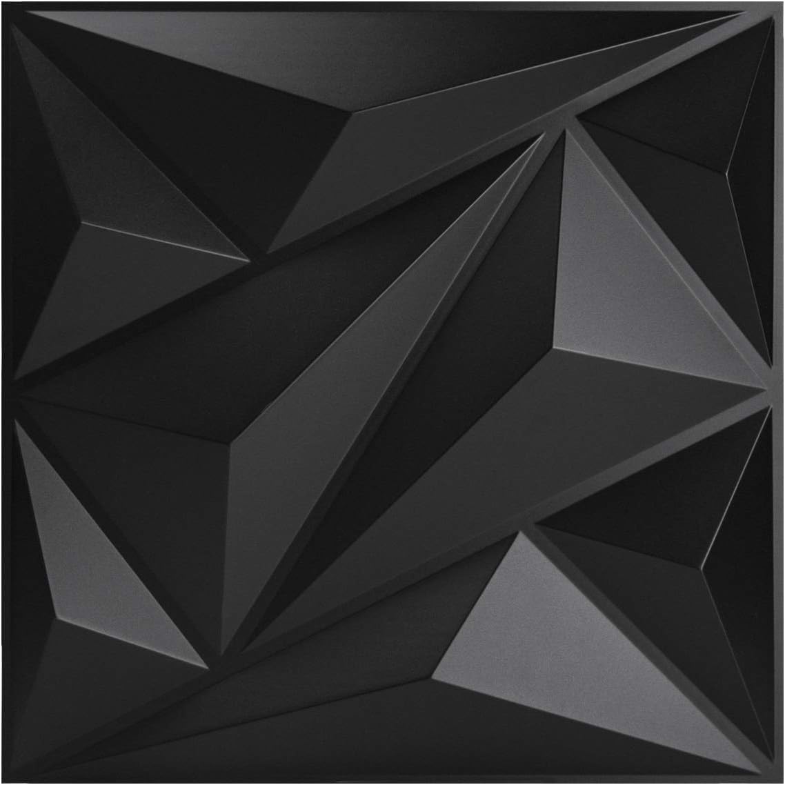 Art3dwallpanels PVC 3D Wall Panel Diamond for Interior Wall Dcor in Black, 19.7 x 19.7 Wall Decor PVC Panel, 3D Textured Wall Panels, Pack of 12 Tiles