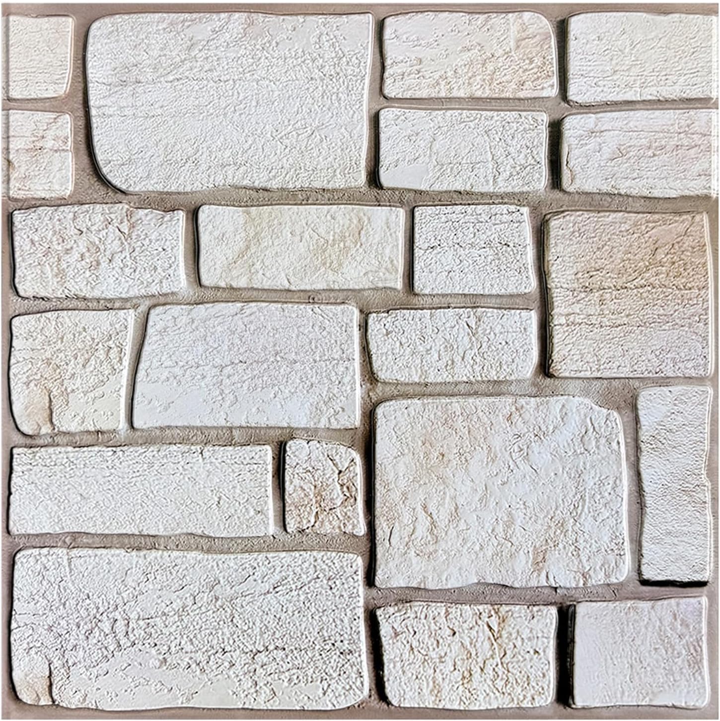 10 Pcs 3D Faux Limestone Peel and Stick Tile -11.8X11.8 Thin Vinyl PVC Faux Stone Wall Panel for Interior Wall Decor Fireplace,Living Room,Bedroom,RV