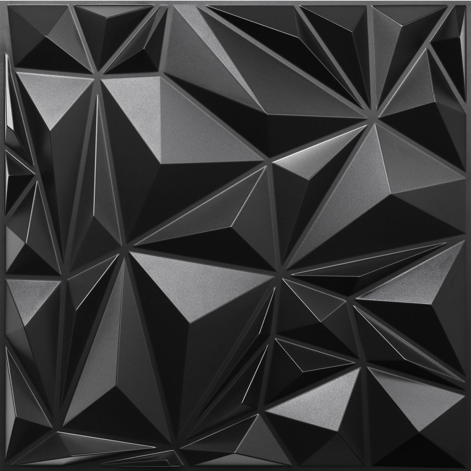 STICKGOO Black 3D Wall Panels Peel and Stick, Diamond Design Textured PVC Wall Panels, 19.7''x19.7'' Modern Accent Wall Panels for Bedroom Office, Adhesive Included