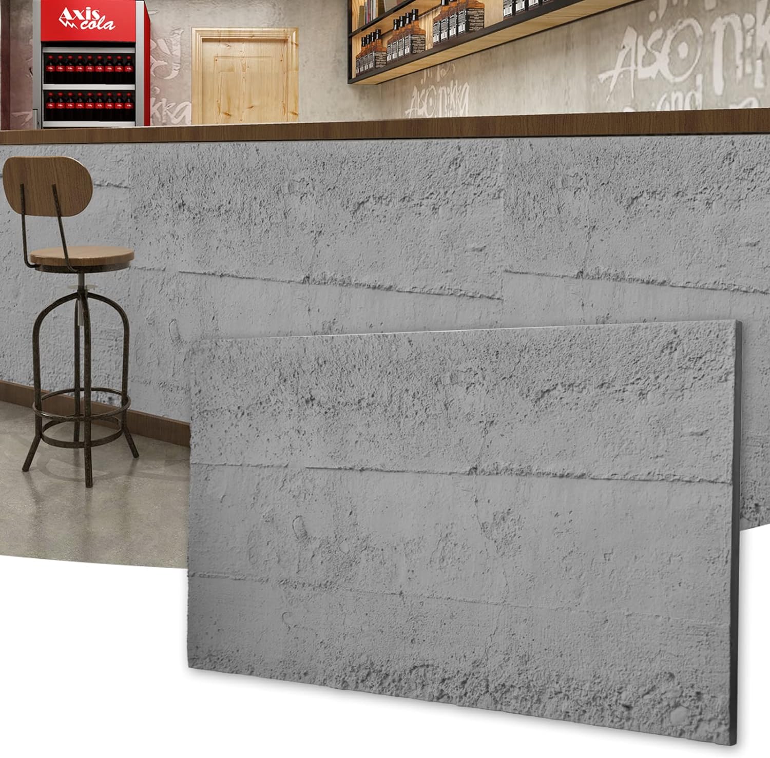 Art3d Cement Texture 3D Wall Panels, 4-Pack PU Wall Panels for Interior Wall Decor, 24 x 48, Cement Grey