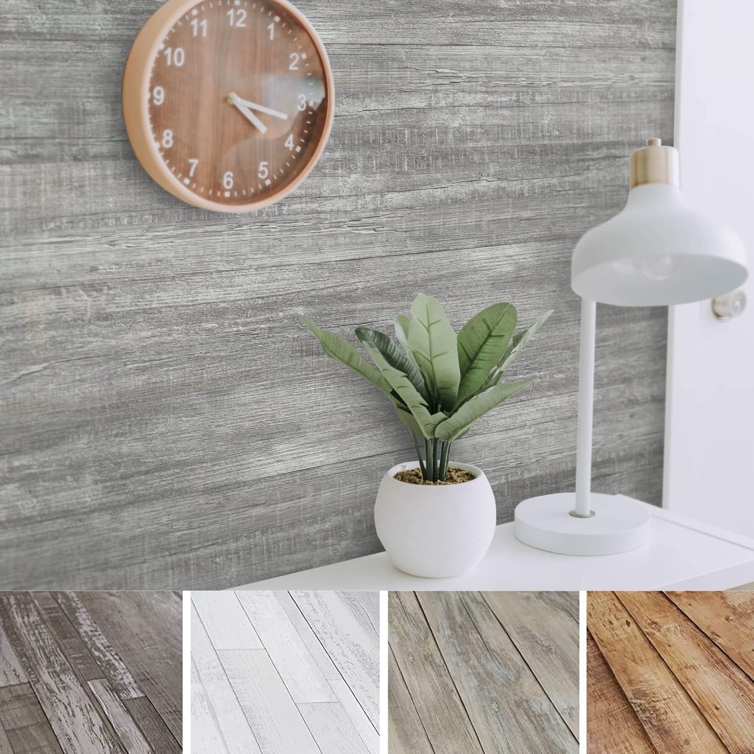 Urban Decor Vinyl Wall Panels with Vintage Farmhouse Wood Pattern, Easy Peel and Stick self Adhesive Tiles for Kitchen Island Bedroom Doorways Backsplash Planks (Light Grey)