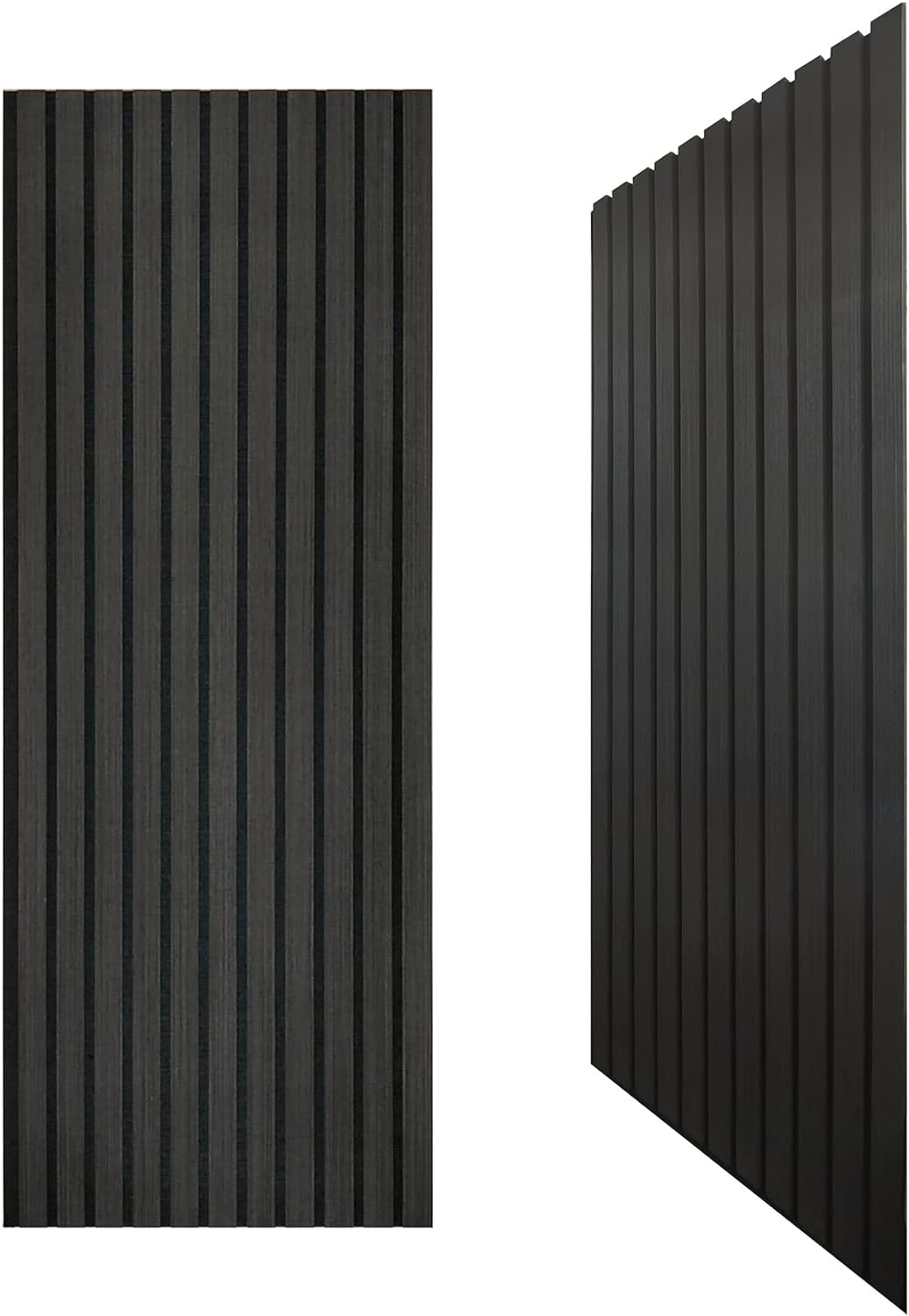 3D Slat Wood Wall Panels Acoustic Panels for Interior Wall Decor | Modern Black | Wall Wood Slat | Wood Wall Panels Decorative | 42.5 x 17 Each | Set of 2 Wood Panels for Walls