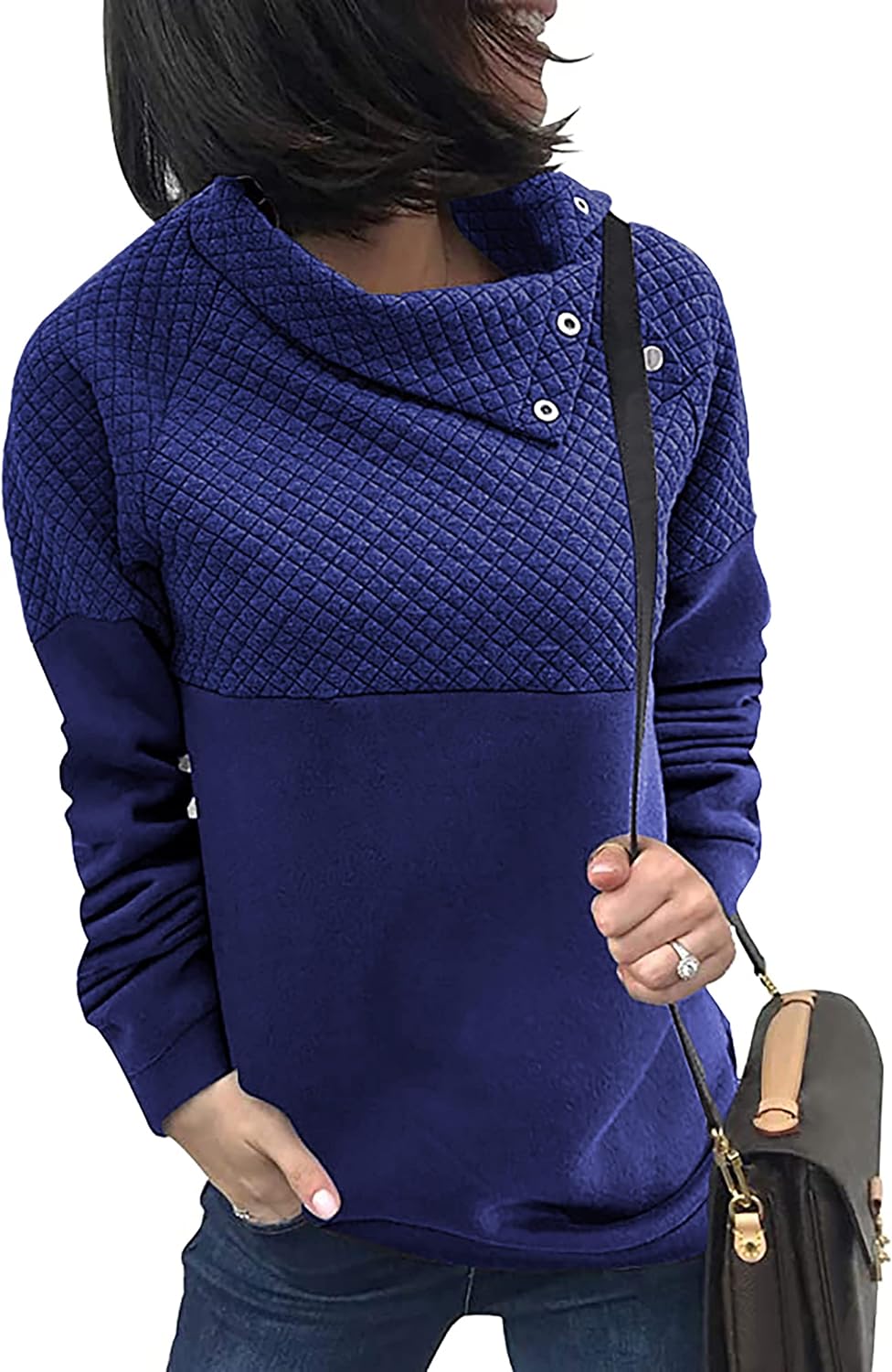 BTFBM Women Fashion Quilted Pattern Lightweight Zipper Long Sleeve Plain Casual Ladies Sweatshirts Pullovers Shirts Tops