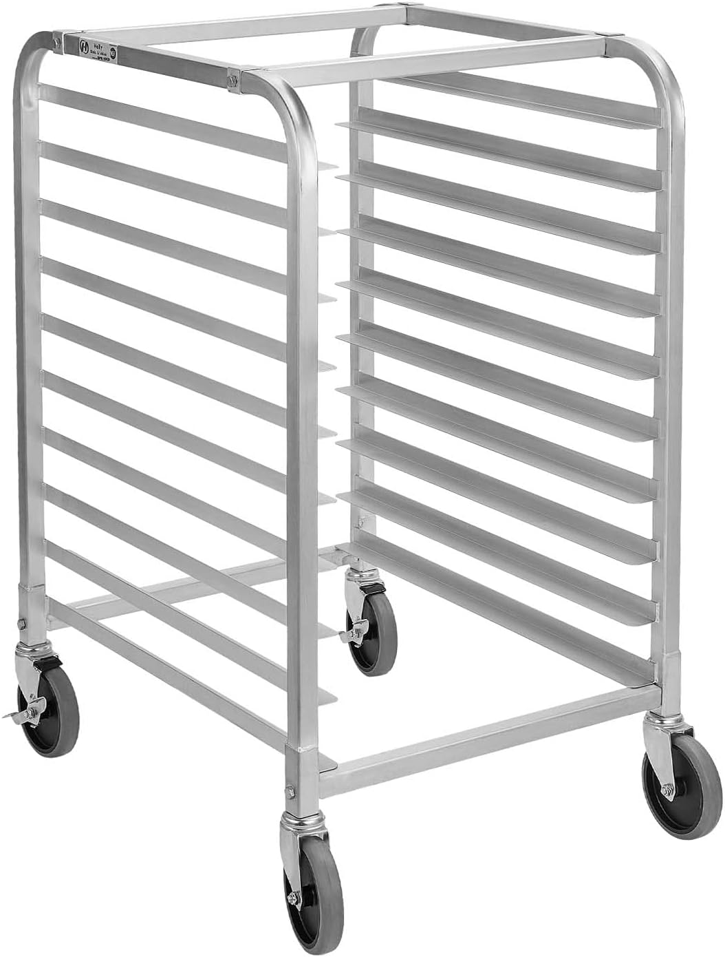 HALLY SINKS & TABLES H Bun Pan Rack 10 Tier with Wheels, Commercial Bakery Racking of Aluminum for Full & Half Sheet - Kitchen, Restaurant, Cafeteria, Pizzeria, Hotel and Home, 26 L x 20 W x 38 H