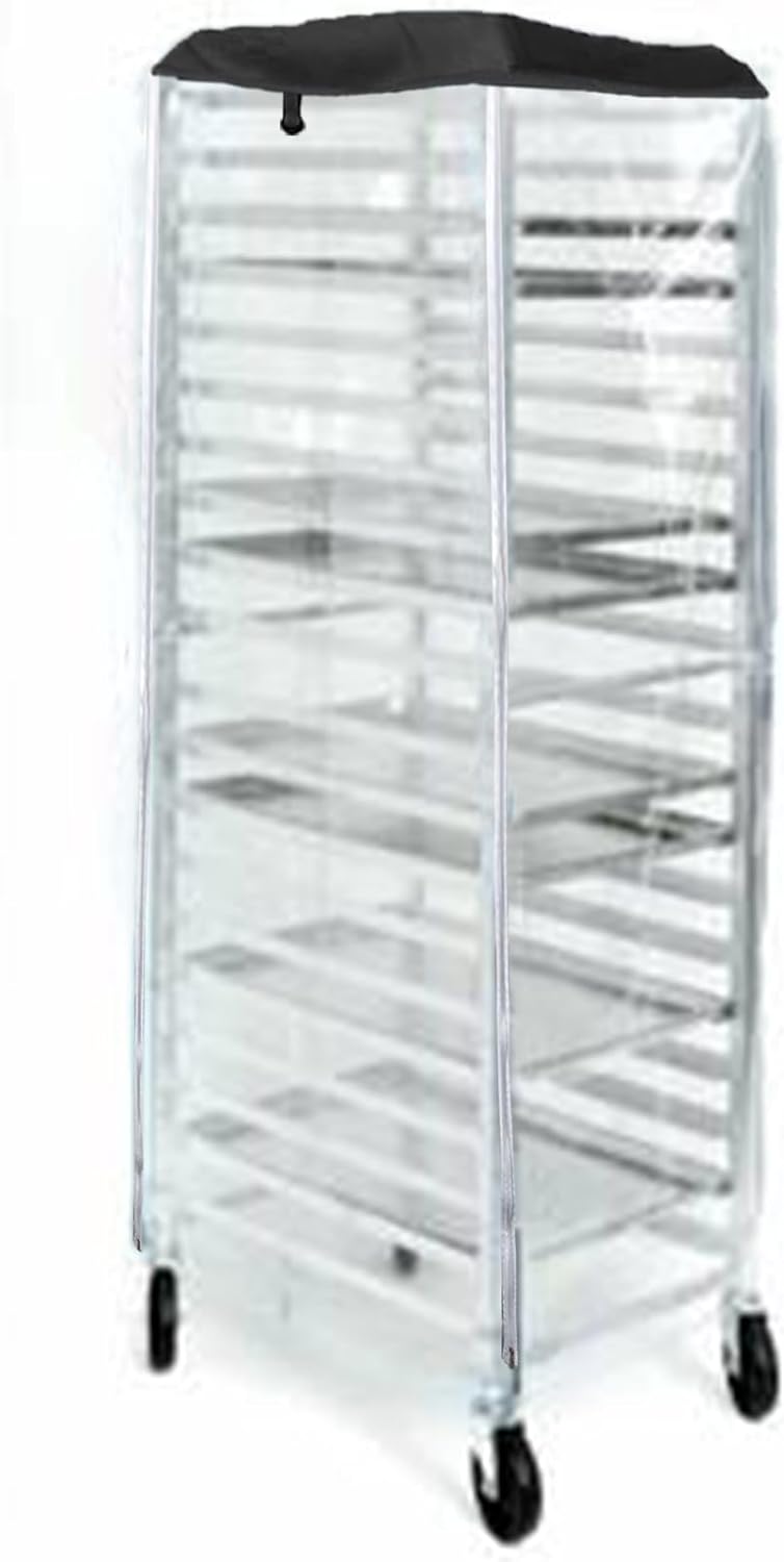 Pan Bun Rack Cover, 23 W x 28 D x 64 H,High Density Waterproof Bread Rack Cover,Kitchen Bakery Single Rack Covers,Clear PVC.