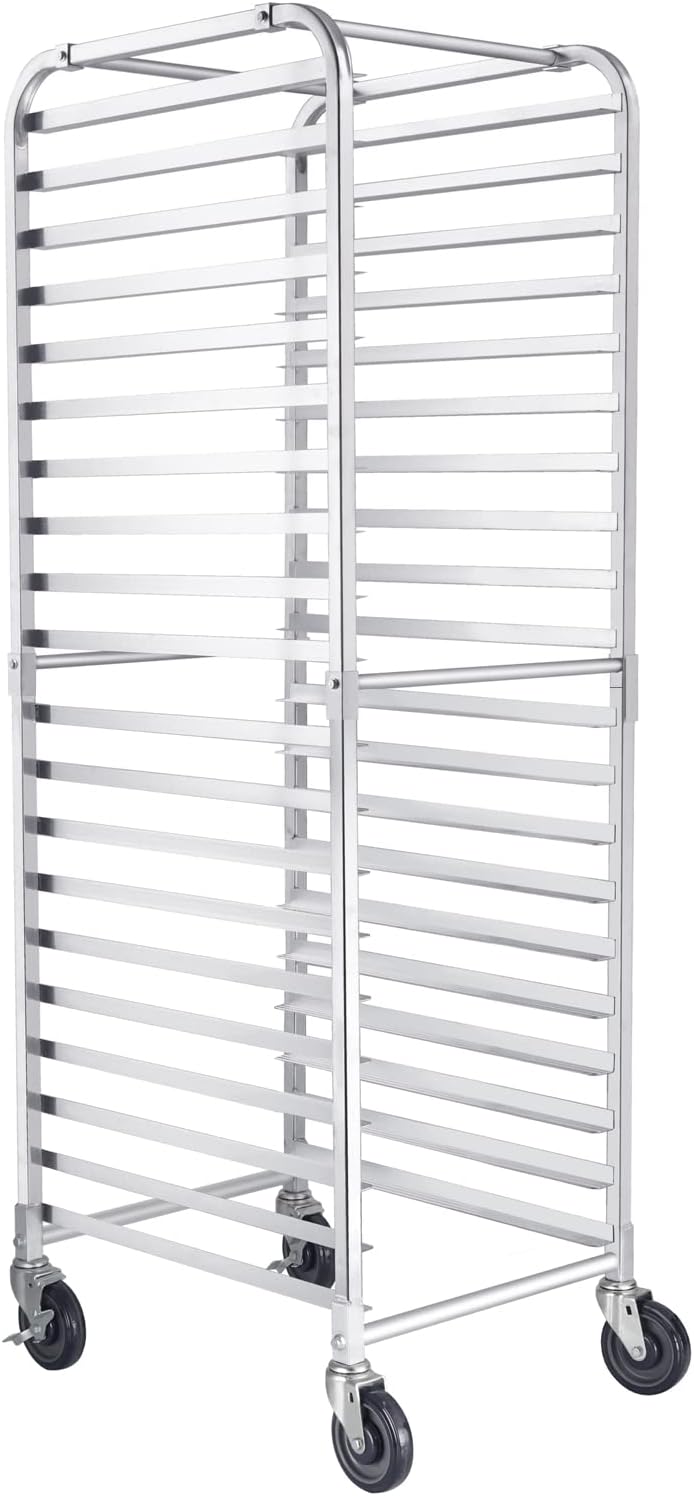 HARDURA 20 Tier Bun Pan Rack, Bakery Rack with Casters, NSF Home Commercial Kitchen, Aluminum Storage Cooling Sheet Pan Rack,20x26x69H