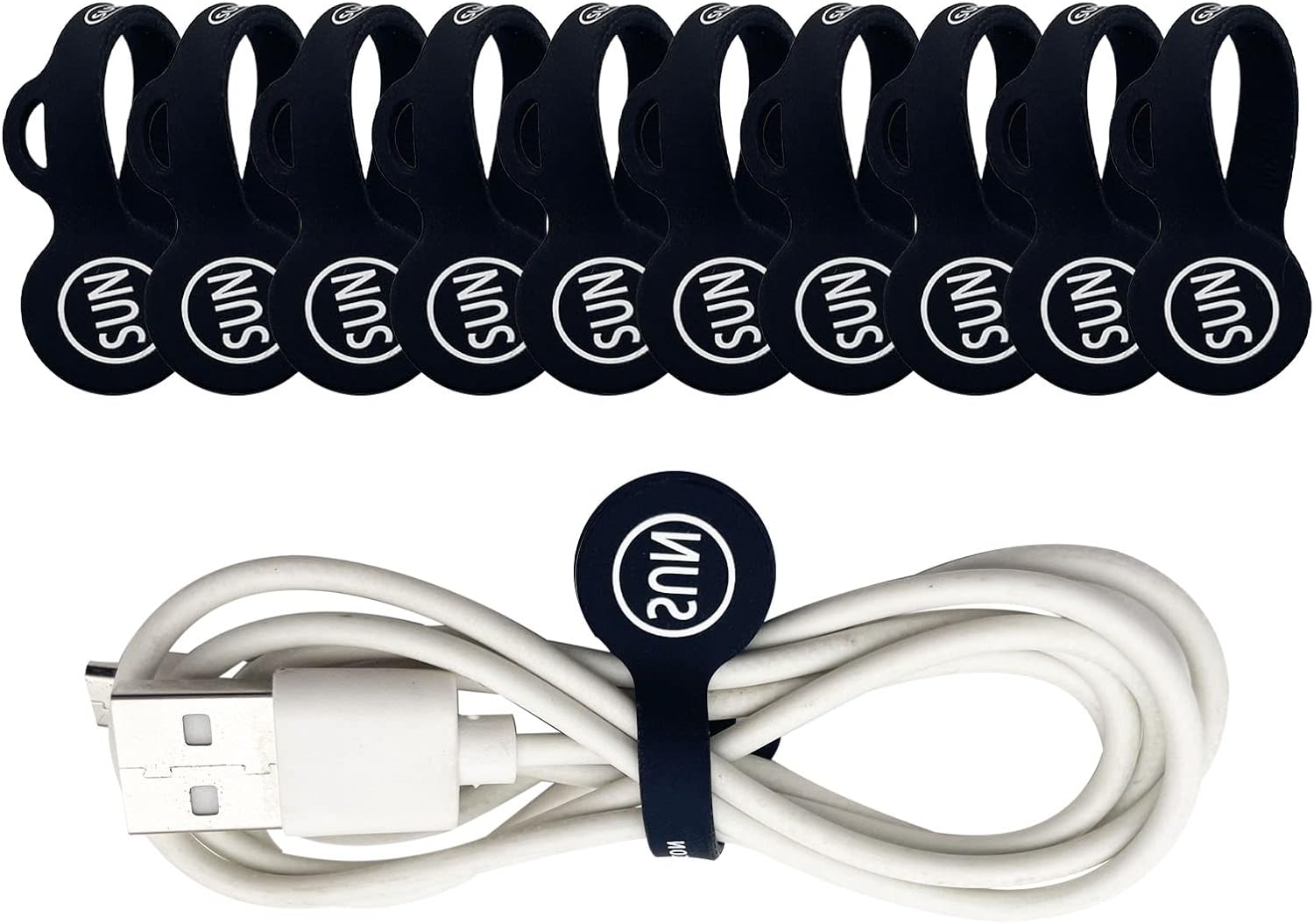 SUNFICON 10 Pack Magnetic Cable Clips Cable Organizers Earbuds Cords Clips Bookmark Whiteboard Noticeboard Fridge Magnets USB Cable Managers Keepers Ties Straps for Home Kitchen,Office,School, Black