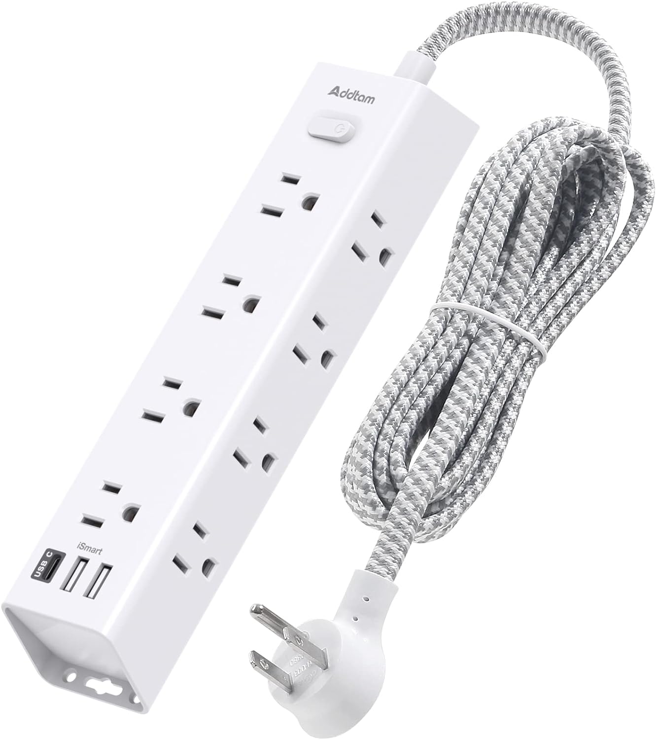 Desk Power Strip Surge/Overload Protector - Flat Plug, Power Strip, 12 Widely AC Outlets 3 USB (1-USB C), Extension Cord with USB Ports, Wall Mount for Dorm Home Office, ETL Listed