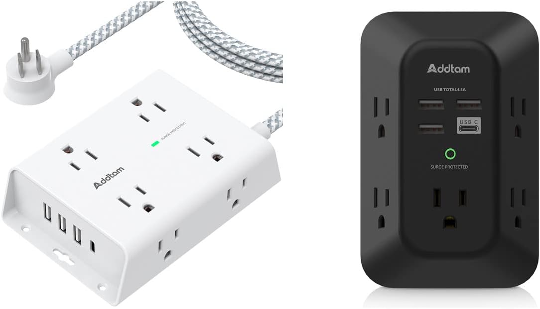 Surge Protector Power Strip, 8 Widely Outlets with 4 USB Ports(1 USB C Outlet) and Outlet Extender with USB C, Essential for Dorm Home Office, ETL Listed