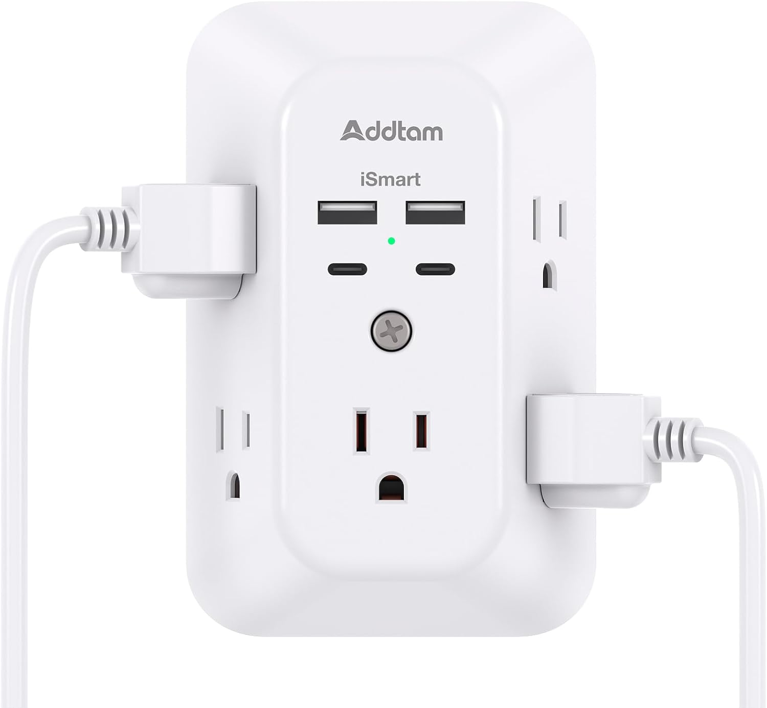 Surge Protector Outlet Extender - Addtam 5-Outlet Splitter with 4 USB Wall Charger(2 USB-C Ports), Multi Plug Outlet Power Strip for Home, Dorm Room Essentials