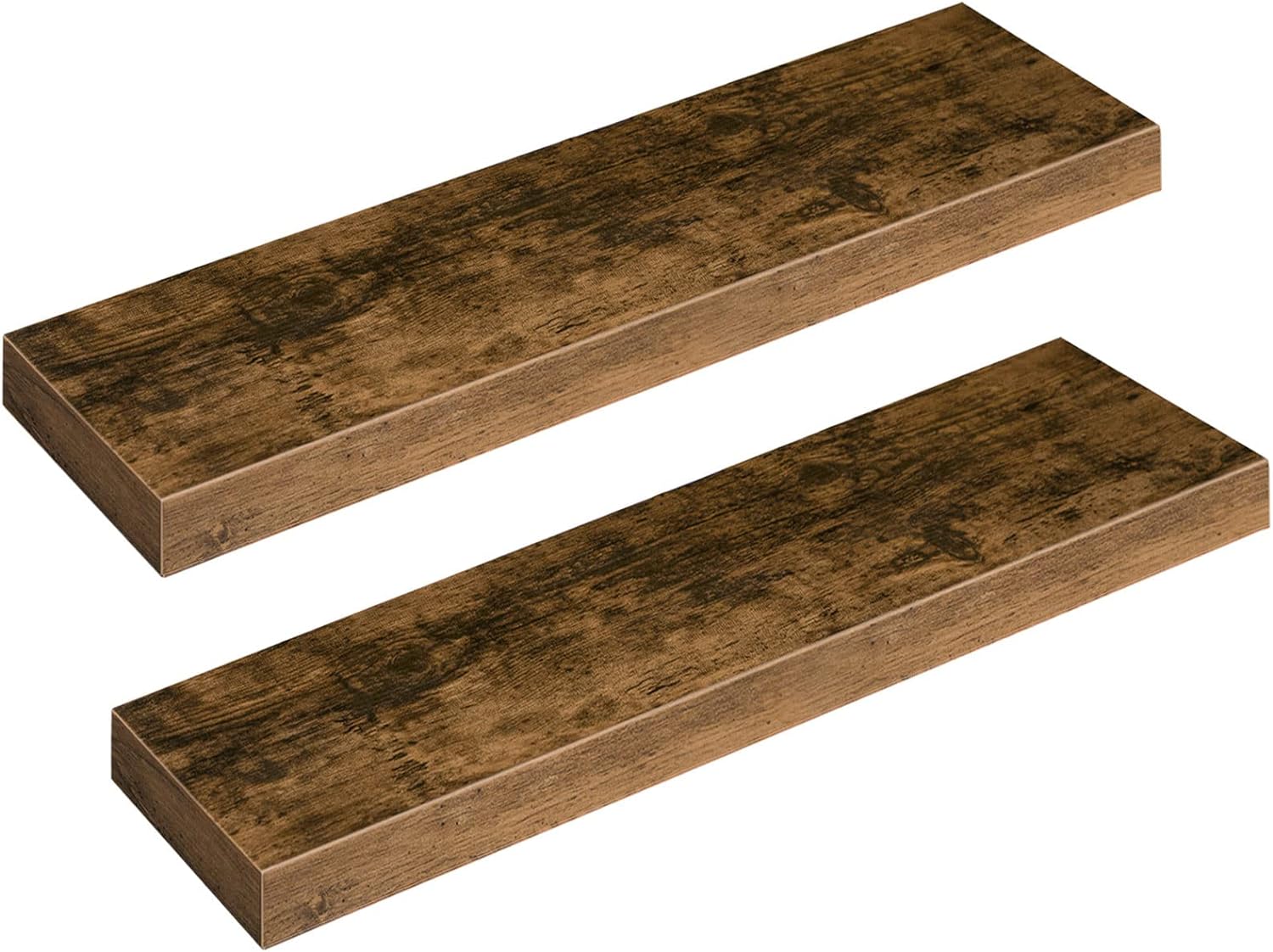 Floating Shelves, Wall Shelf Set of 2, 31.5 Inch Hanging Shelf with Invisible Brackets, for Wall Bathroom, Bedroom, Toilet, Kitchen, Office, Living Room Decor, Rustic Brown BF80BJP201