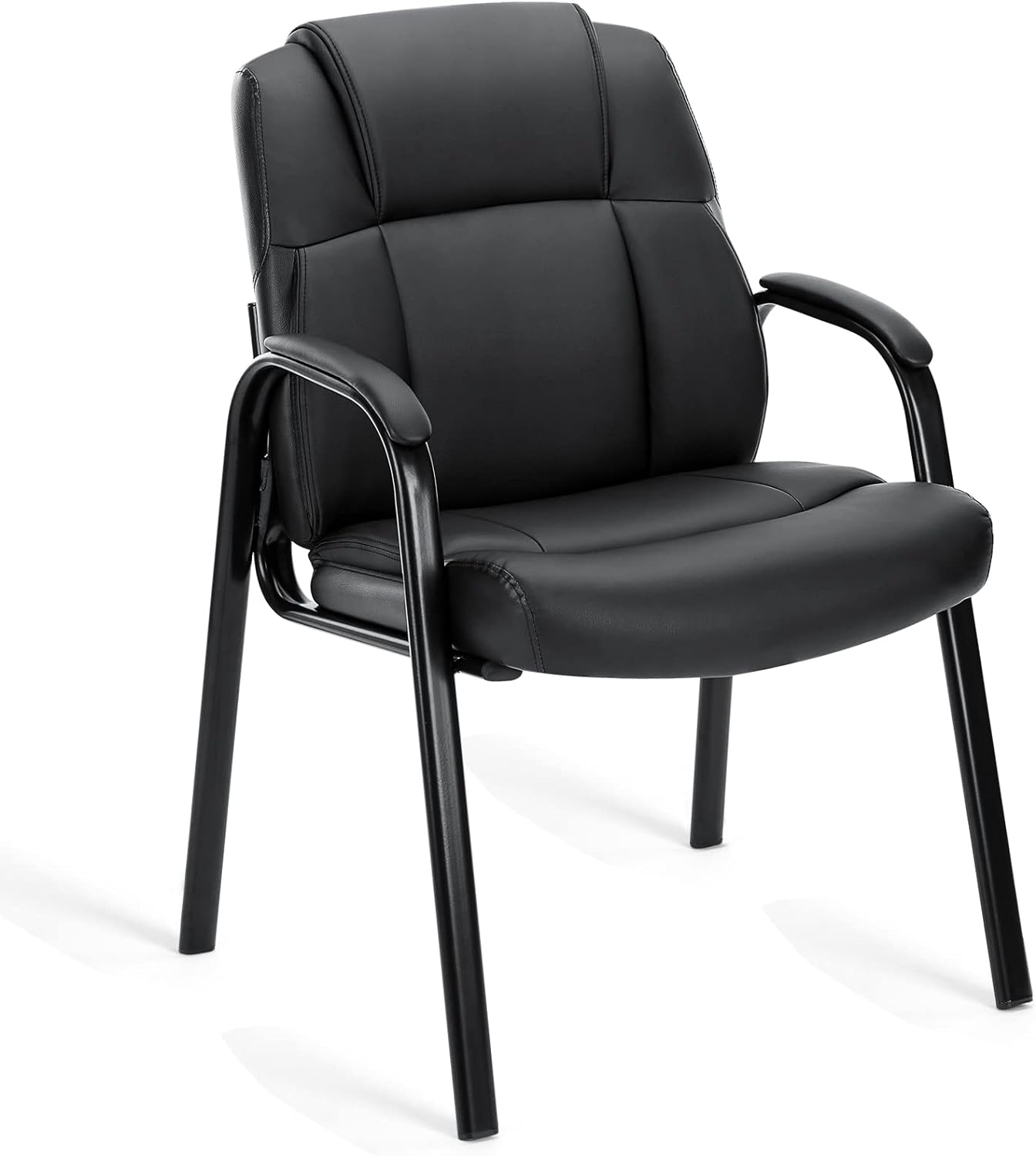 OLIXIS Guest Chair - Reception Chair, Waiting Room Chair PU Leather Meeting Chairs Executive Chair with Lumbar Support and Padded Armrest, Black