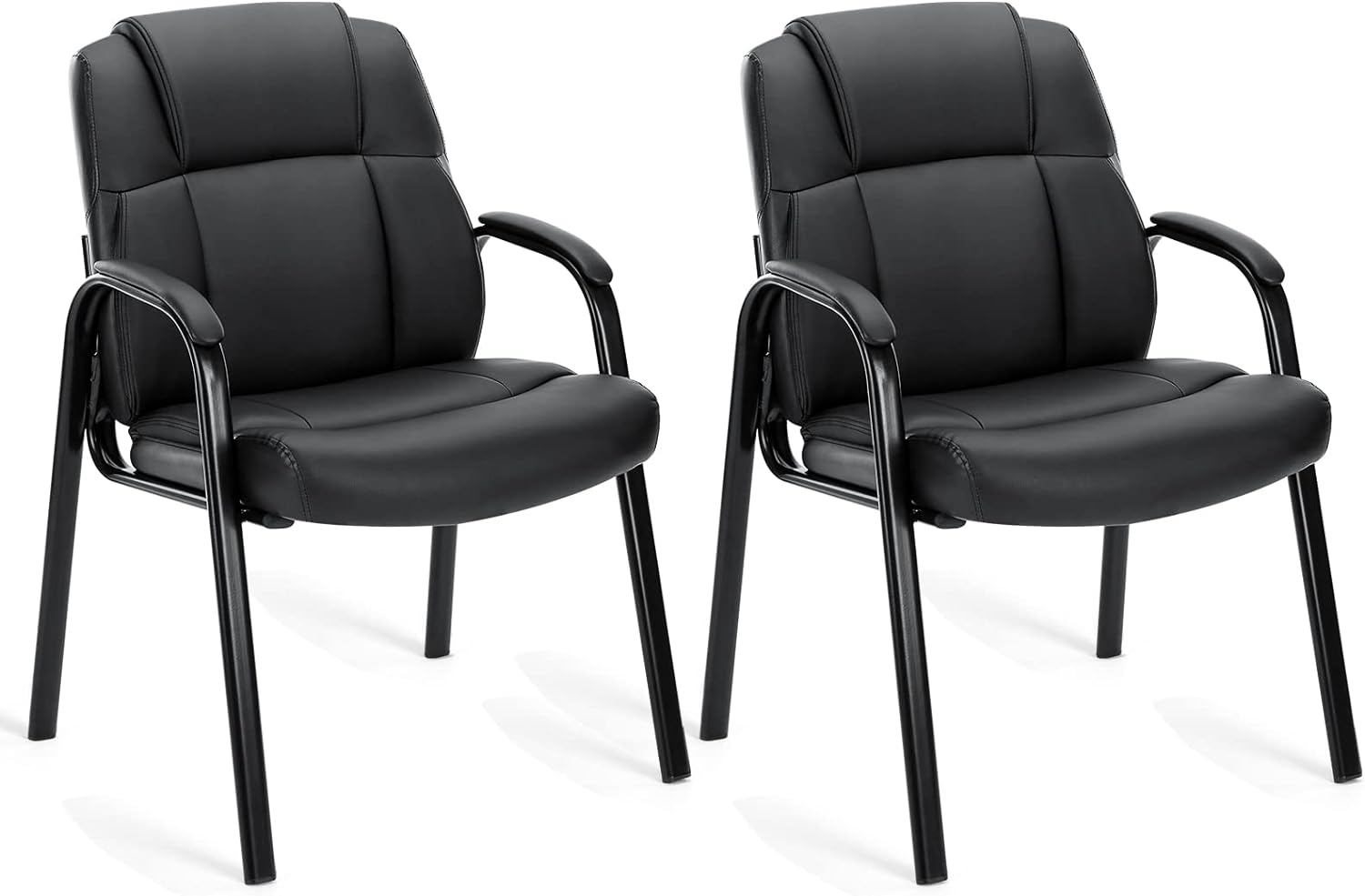 OLIXIS Guest Chair - Reception Chair Set of 2, Waiting Room Chair PU Leather Meeting Chairs Executive Chair with Lumbar Support and Padded Armrest, Black