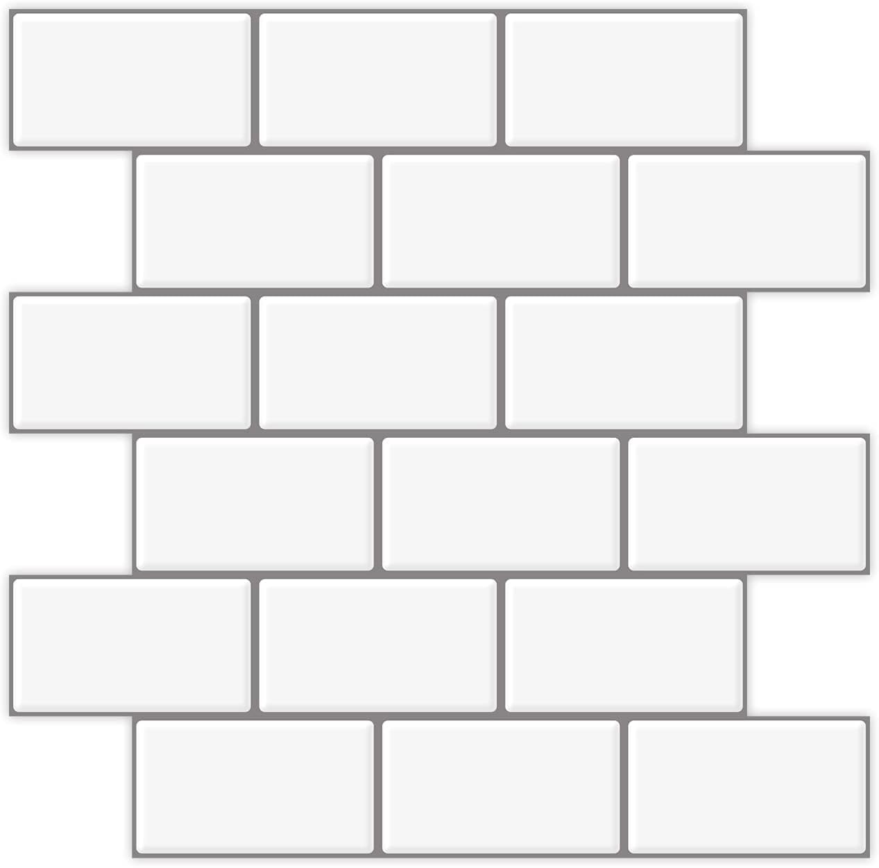 Art3d Subway Tiles Peel and Stick Backsplash, Stick on Tiles Kitchen Backsplash (10 Tiles)