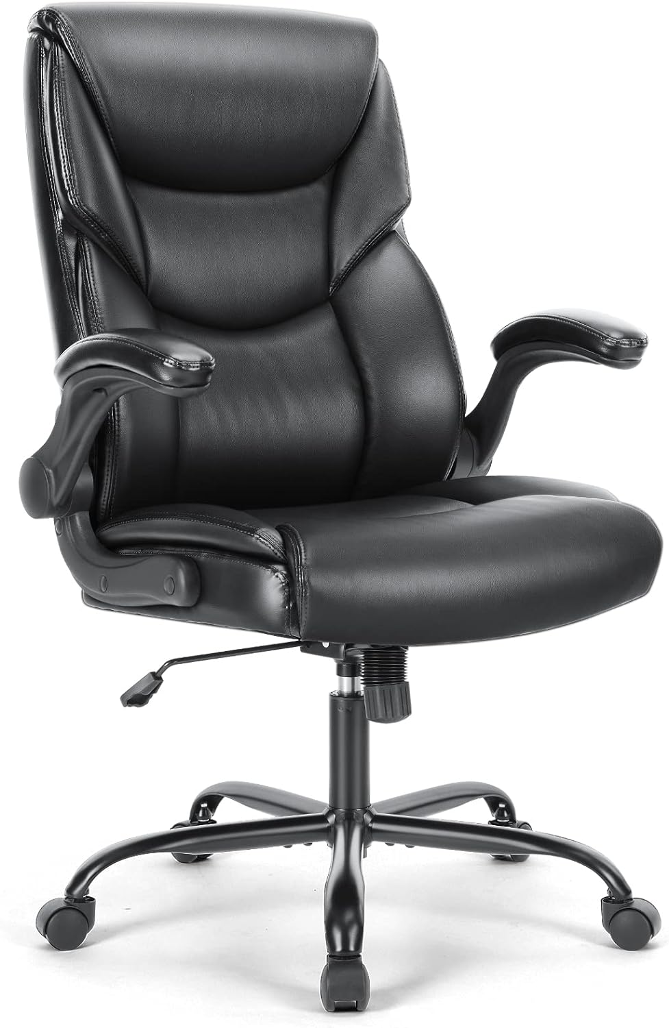 Executive Office Chair  Ergonomic Adjustable Computer Desk Chairs with High Back Flip-up Armrests, Swivel Task Chair with Lumbar Support, Bonded Leather