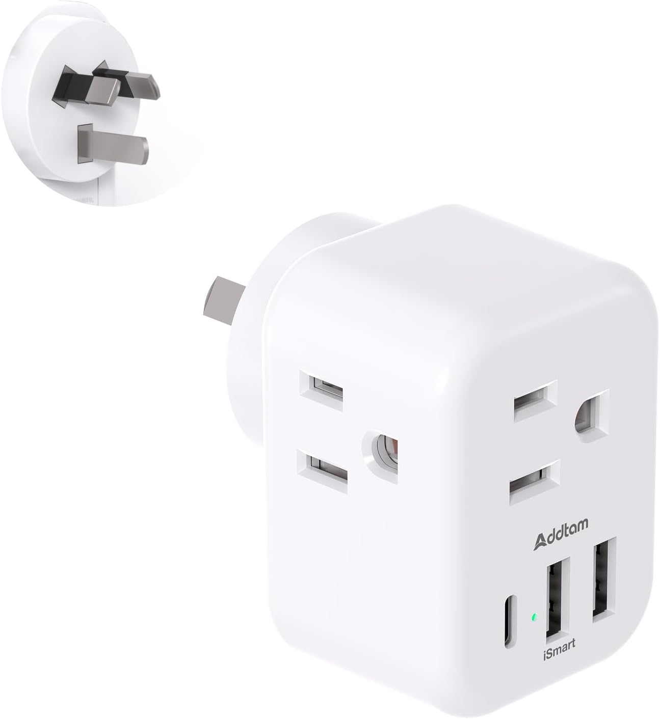 Australia New Zealand Power Plug Adapter, Australia Travel Adapter with 3 American Outlets 3 USB Charging Ports (1 USB C), Type I Plug Adapter for US to Australia, Argentina, China