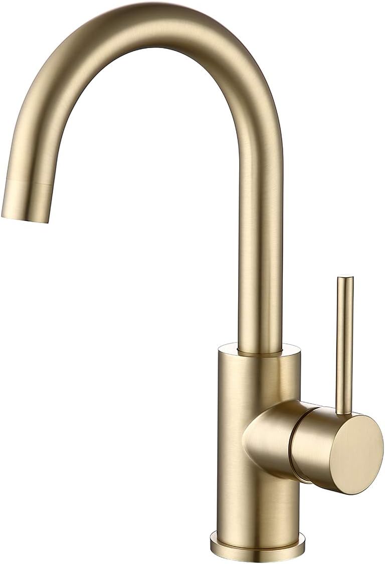 Bar Faucets Single Hole, Brushed Gold Mini Kitchen Sink Faucets, Single Handle Lead-Free Modern Wet Bar Sink Faucets Mixer Taps