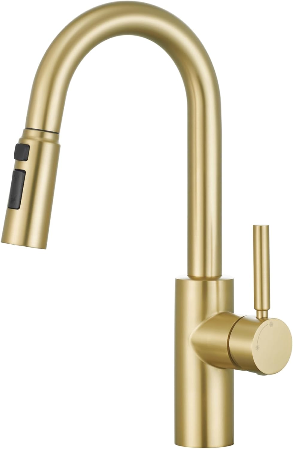 Gold Sink Faucet, Gold Kitchen Faucet with Pull Down Sprayer Stainless Steel Gooseneck for Commercial or Modern Camper RV Farmhouse Bar Sink Single Hole One Hole Champagne Gold Kitchen Faucet