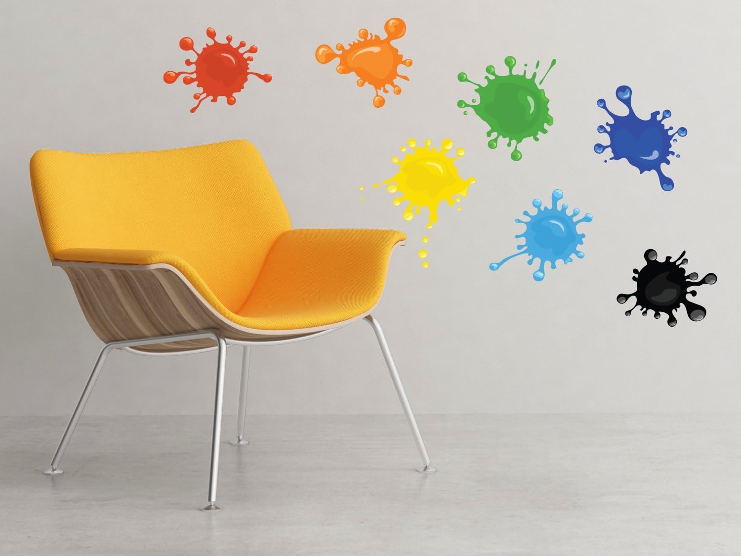 Sunny Decals Paint Splatter Wall Decal - Set o f 7 Removable Fabric Wall Stickers