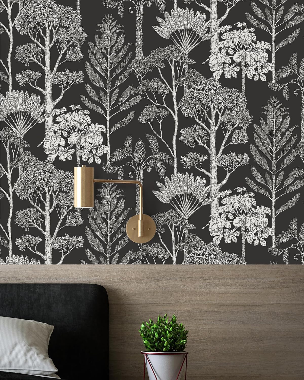 Forest Wallpaper Peel and Stick Wallpaper Boho Vintage Wallpaper Tree Wallpaper for Bathroom Contact Paper for Cabinets Self Adhesive Removable Wallpaper Leaf Modern Wallpaper 17.378.7