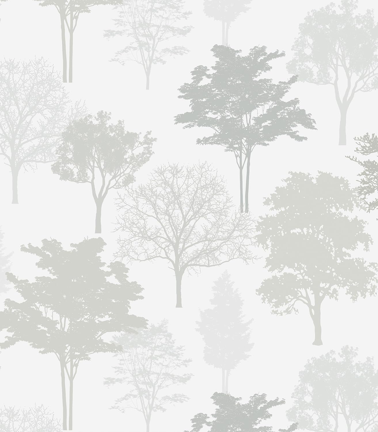 Timeet Forest Wallpaper Peel and Stick Wallpaper Modern Tree Wallpaper Grey and White Contact Paper 23.2 x 118.1 Self Adhesive Removable Wallpaper for Bedroom Living Room Decor