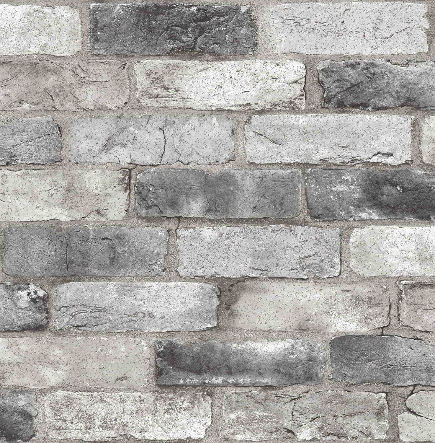 NuWallpaper NUS3550 London Brick Peel & Stick Wallpaper, Grey