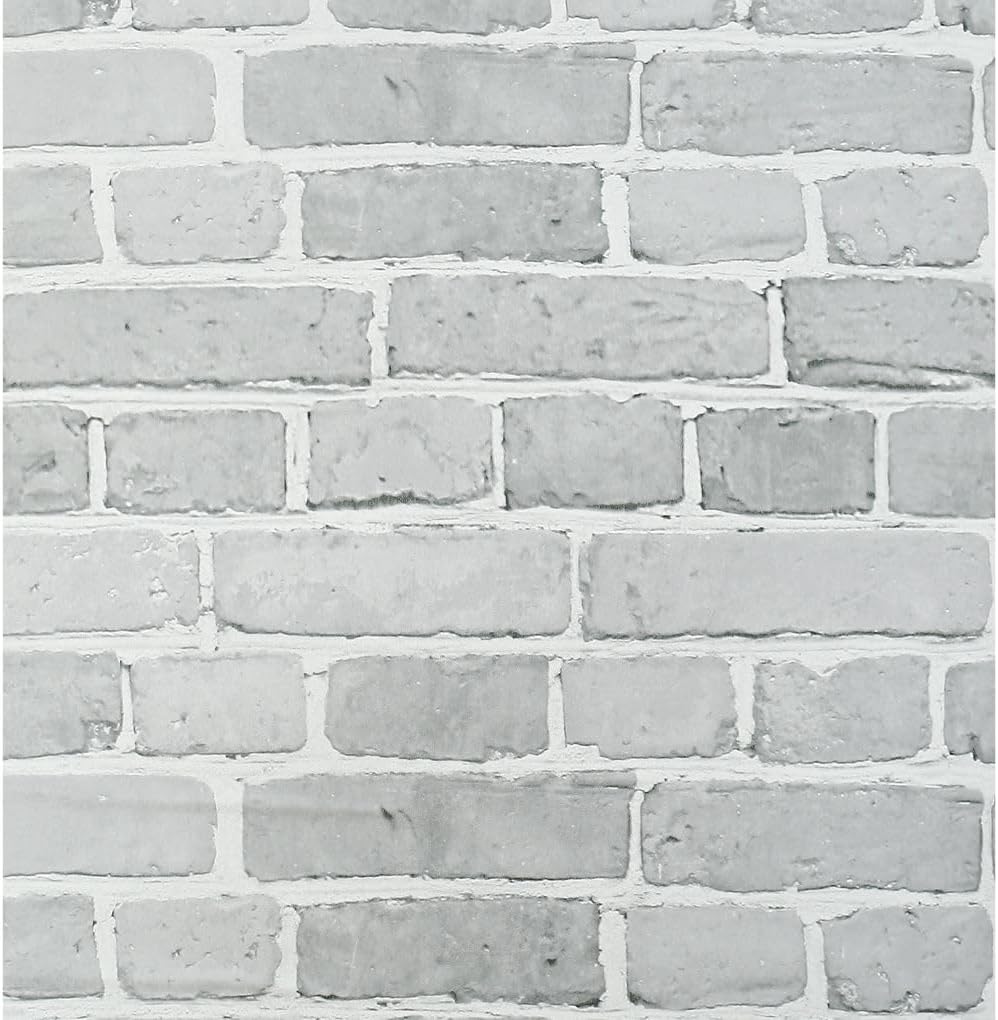 Arthome Peel and Stick Brick Wallpaper 17''x120'' Self Adhesive Contact Paper Waterproof Vinyl Film Wall Paper for Brick Vinyl Paper for Bedroom,Living Room,Fireplace,Stair,Room Decor(Gray)