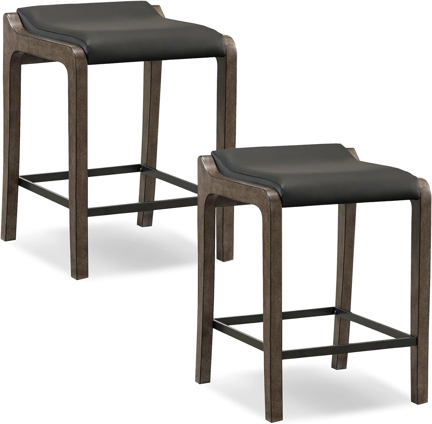 Leick FastBack Counter Height Bar Stool (Set of 2), Black