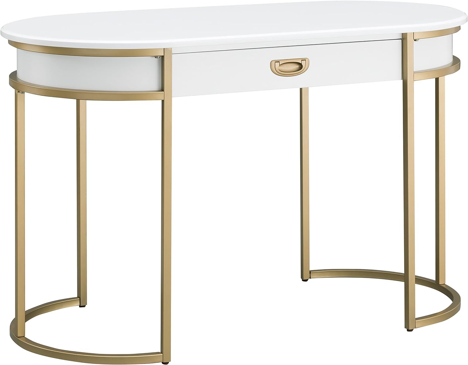 Leick Home 85405 Home Office Computer Desk with Dropfront Keyboard Drawer, Furniture, Cottage White/Gold