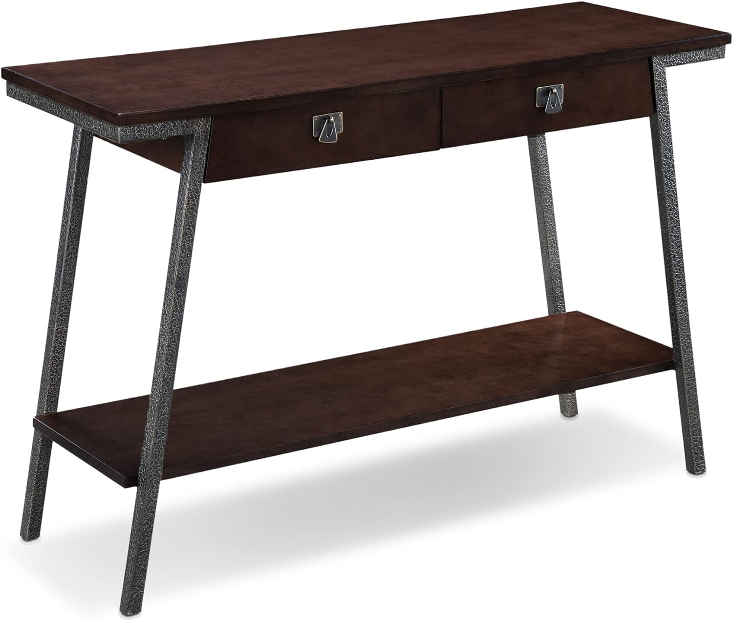 Leick Empiria Modern Industrial Two Drawer Sofa Table - Walnut