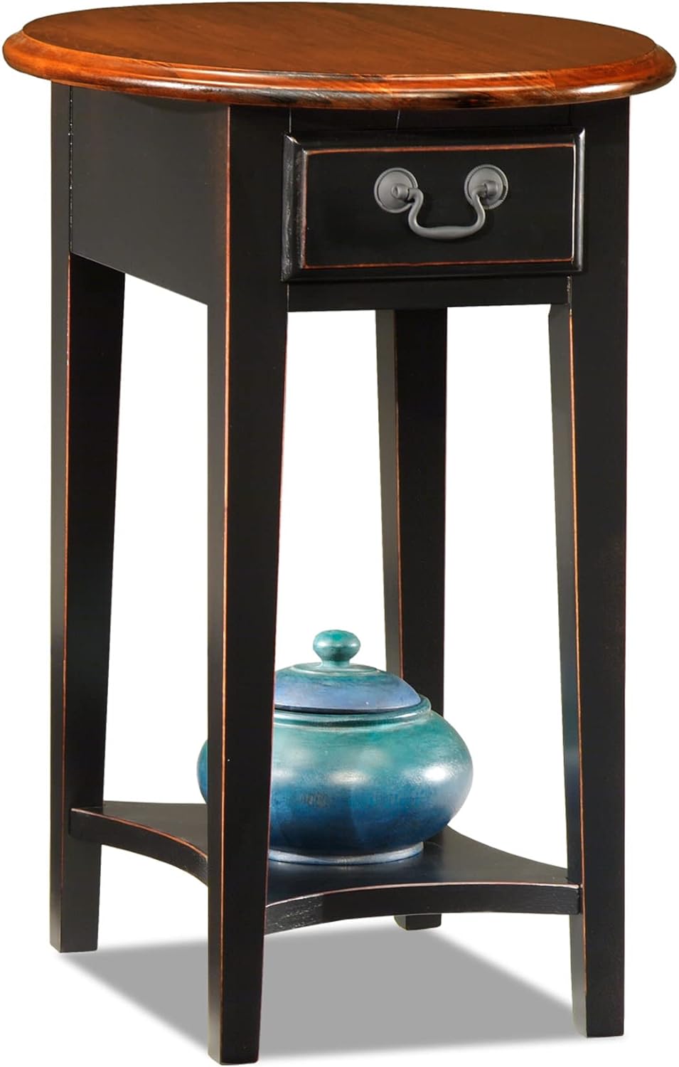 Leick Oval End Table, Slate Black