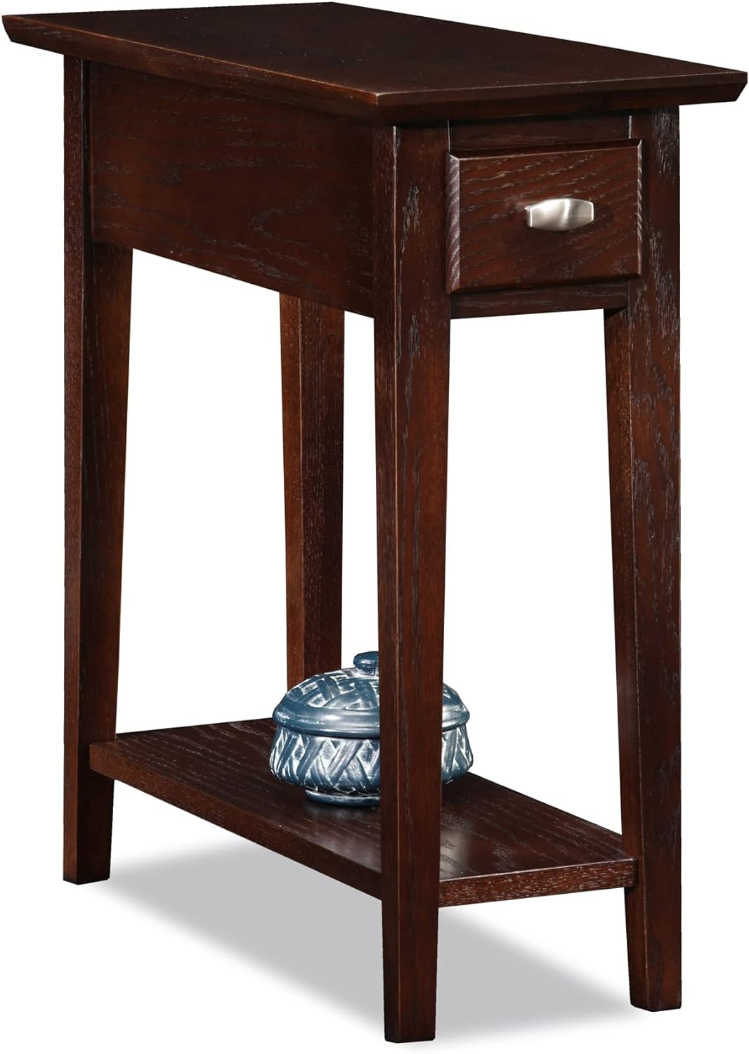 Leick Chairside End Table | Narrow Recliner Side Table | Solid Wood 10 inch Wide | Hand Applied Cherry Finish