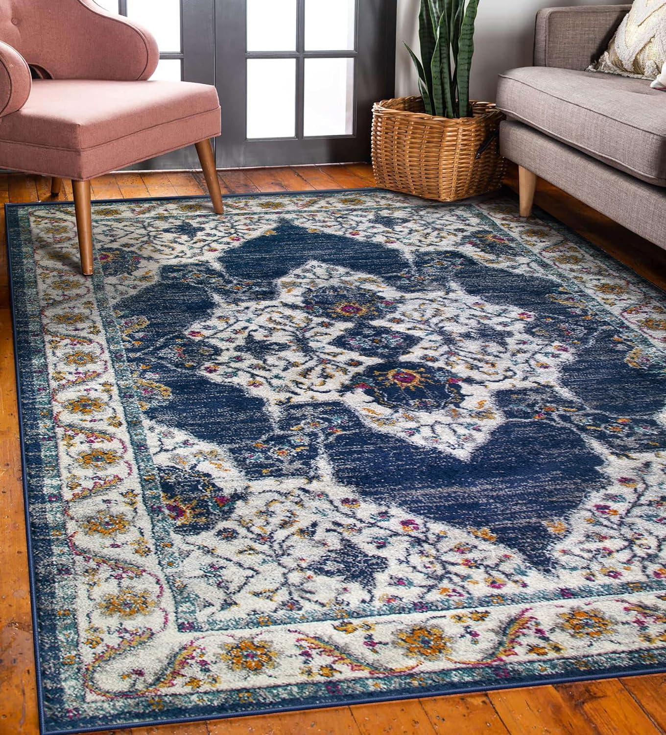 Leick Home 596288 Wendlyn Vintage Multicolor Medallion Boho Chic Living Room Bedroom Area Rug Rectangle 6'7 x 9'6