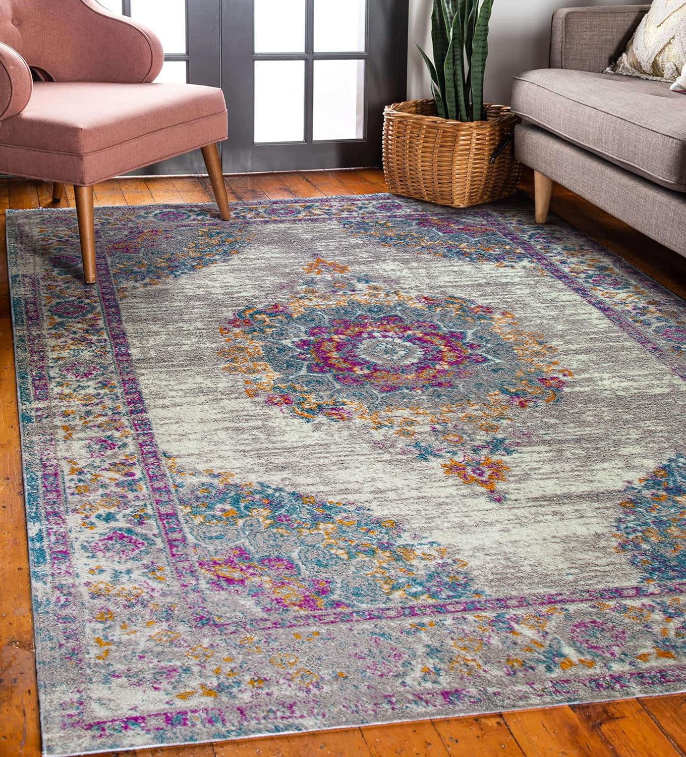 Leick Home 594036 Wendlyn Vintage Multicolor Medallion Boho Chic Living Room Bedroom Area Rug 3'9 x 5'9