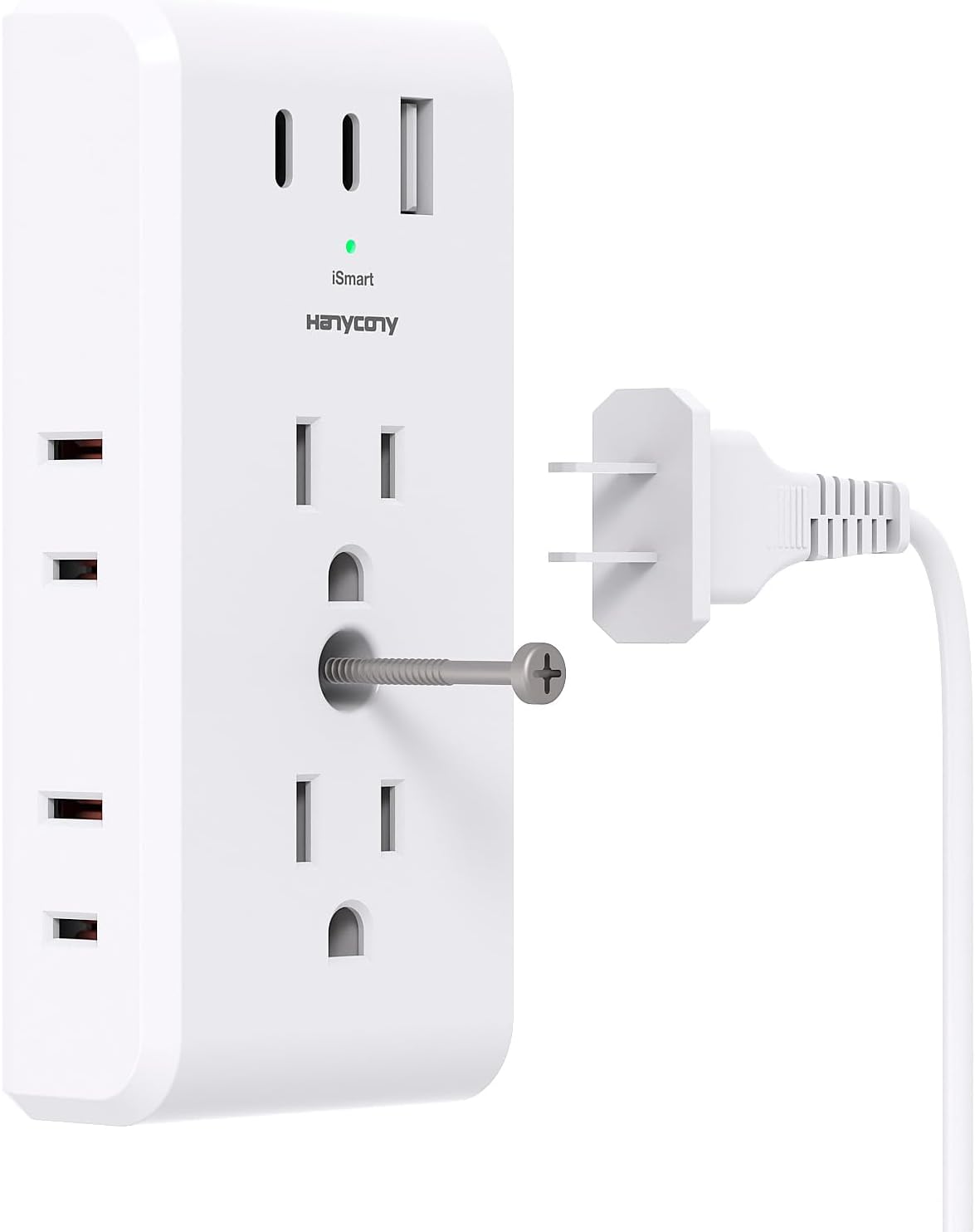 Multi Plug Outlet Extender, 6 Electrical Outlet Splitter with 3 USB Ports(2 USB C), Power Strip Multiple Wall Outlet Adapter Expander for Home Office Travel Cruise College Dorm Room Essentials, White