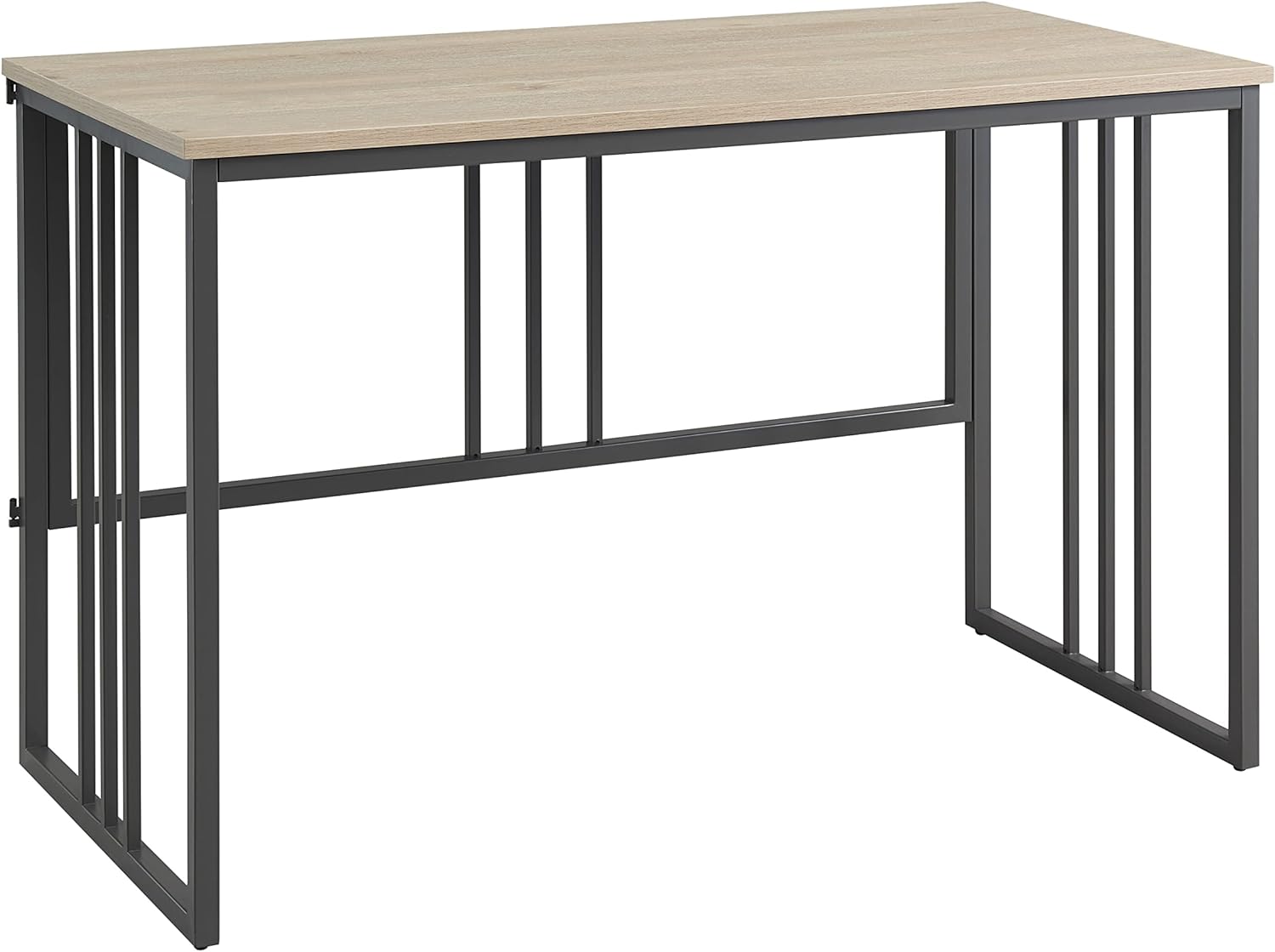 Leick Home 70001-WOGM Flat Wall Folding Collapsible Writing, Computer Modern Desk, White Oak/Gunmetal