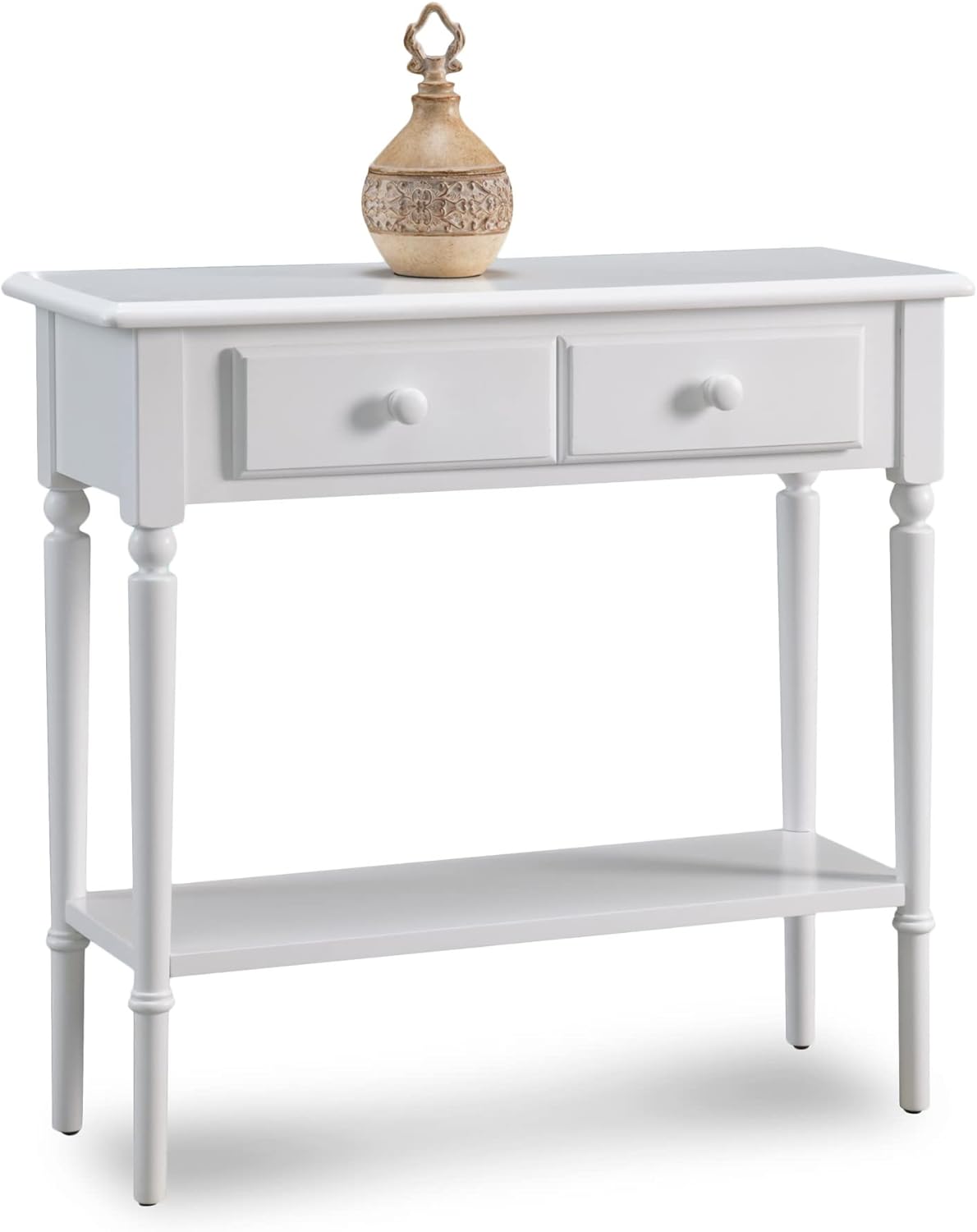 Design House Leick Coastal Narrow Hall Stand/Sofa Table with Shelf, Orchid White, 11D x 30W x 28H in