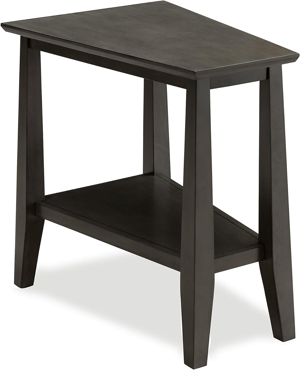 Leick Home 10402-GR Delton Recliner Wedge Side Table with Shelf, 24 in x 17 in x 24 in, Smoke Gray