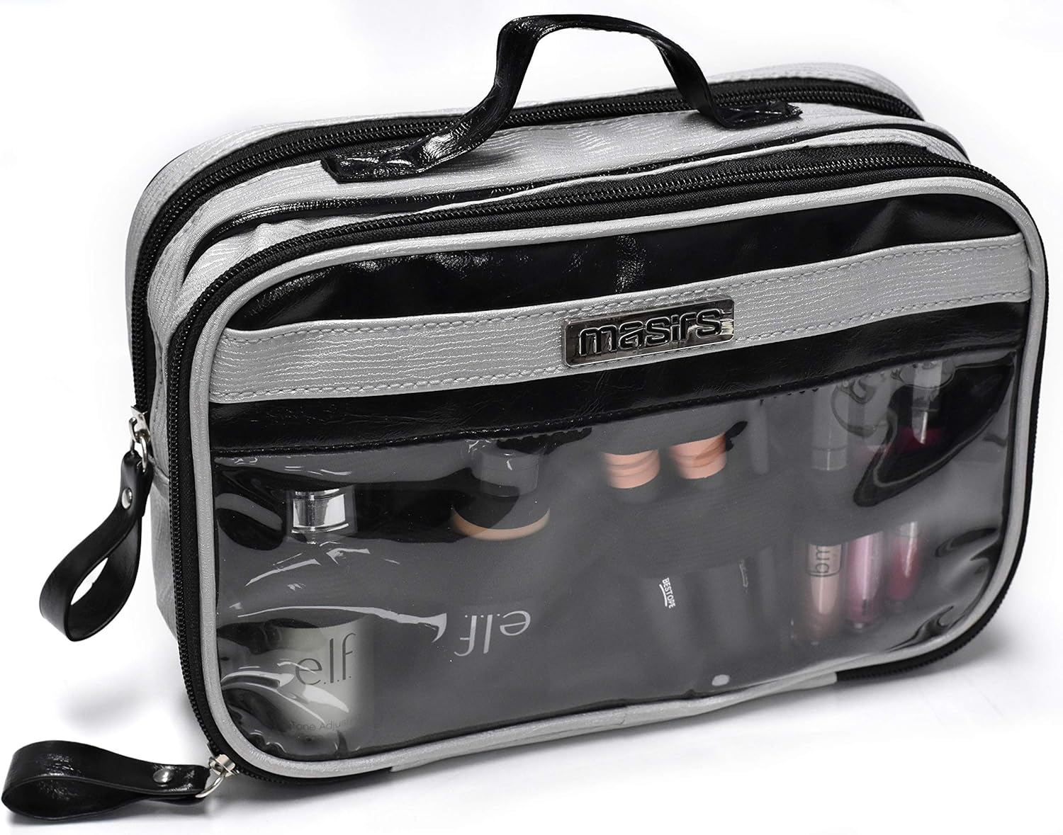 Cosmetic Toiletry Travel Bag - Zippered Pockets will Keep Cosmetics and Toiletries Neat and Organized while Traveling. Portable Hanging Shower Caddy Insert with Mesh Pockets and Toothbrush Holder.