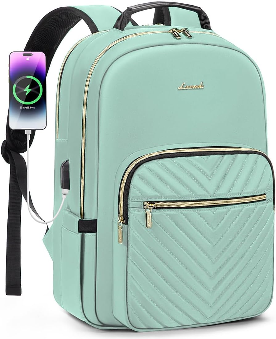 LOVEVOOK Laptop Backpack for Women 17.3 inch,Cute Womens Travel Backpack Purse,Professional Laptop Computer Bag,Waterproof Work Business College Teacher Bags Carry on Backpack with USB Port,Mint Green