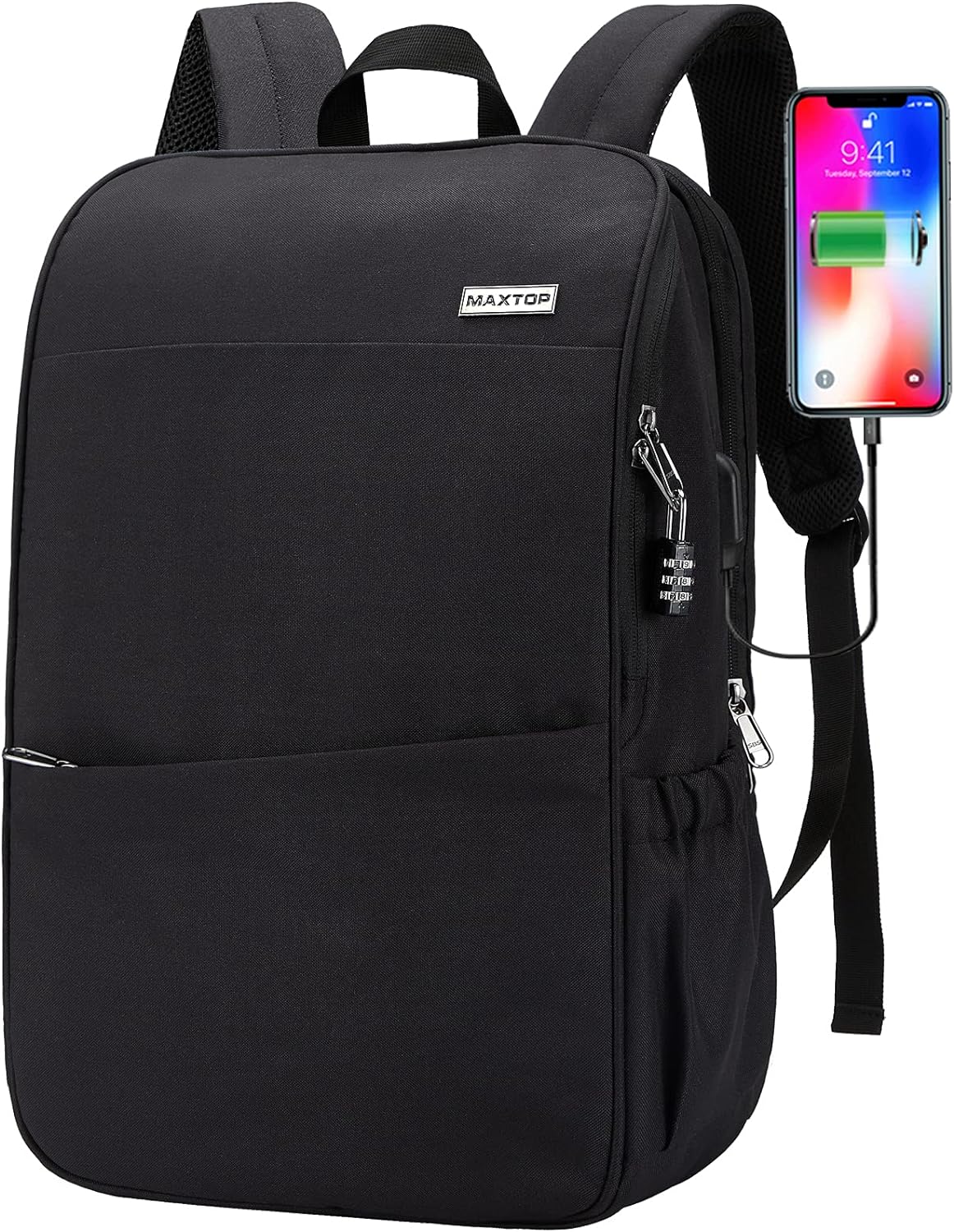 MAXTOP Travel Laptop Backpack with USB Charging Port Anti-Theft[Water Resistant] College Bookbag Fits 17 Inch Laptop