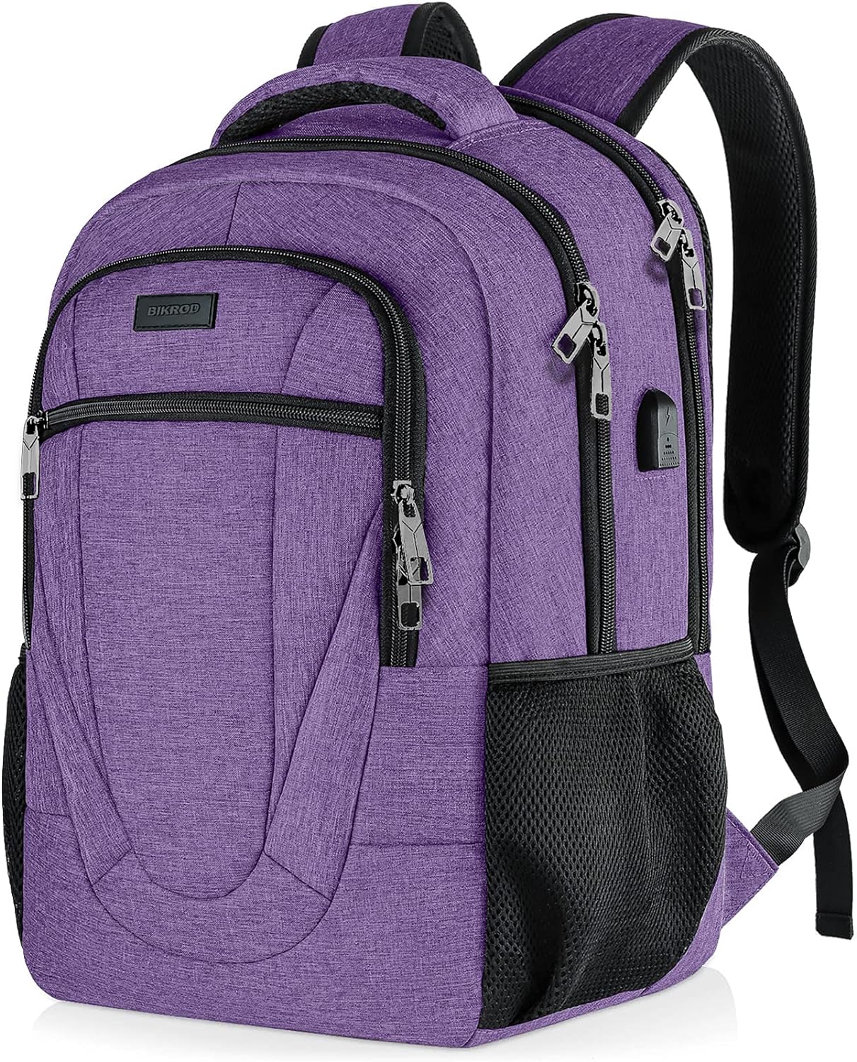 BIKROD Backpack for Men Women, Backpacks for School Teen Boys, Business Anti Theft Slim Durable Back Pack with USB Charging Port, Adult Computer Bag Gift 15.6 IN Laptop, Purple