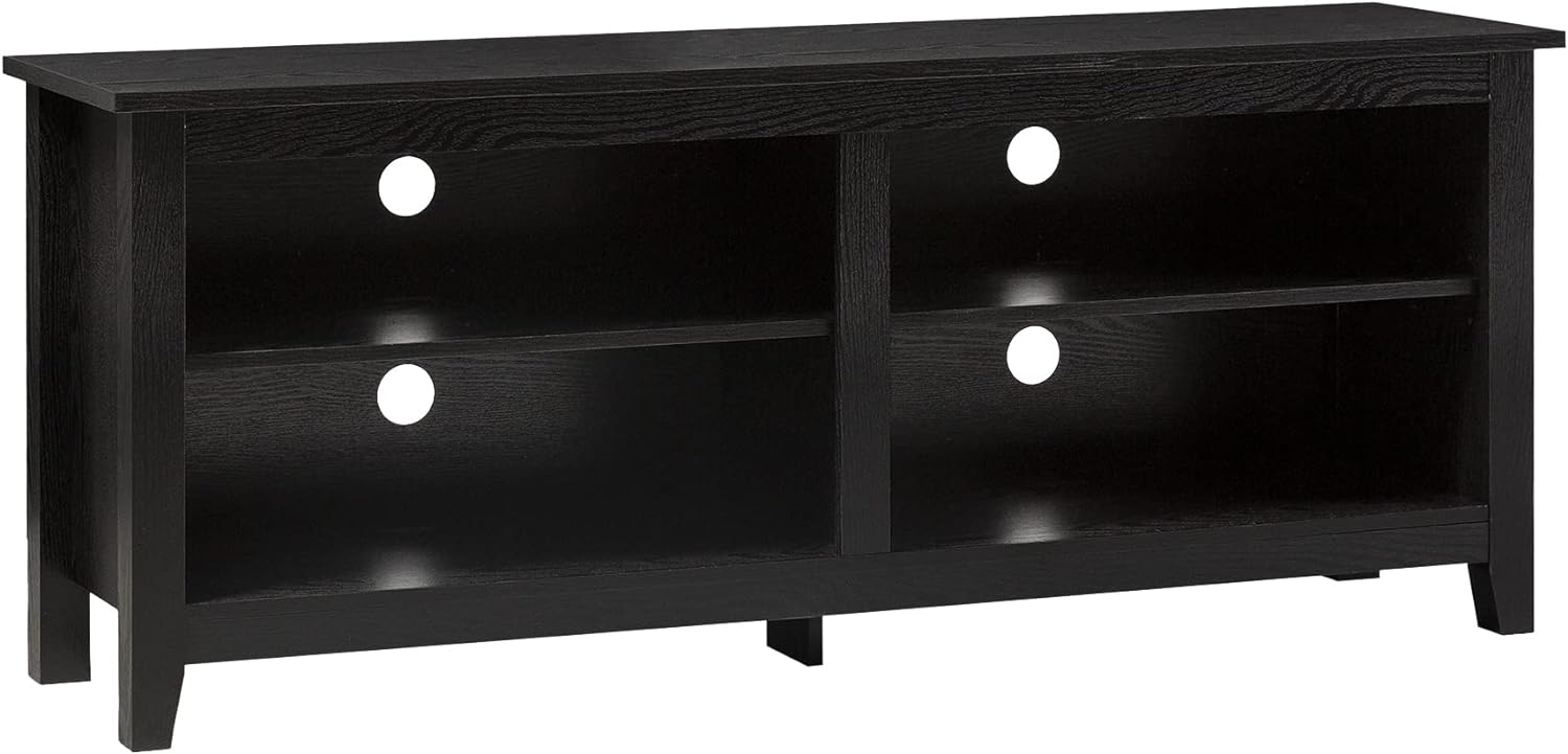 Walker Edison Wren Classic TV Console Entertainment Media Stand with Storage for Televisions up to 65 Inches, 58 Inch, Black